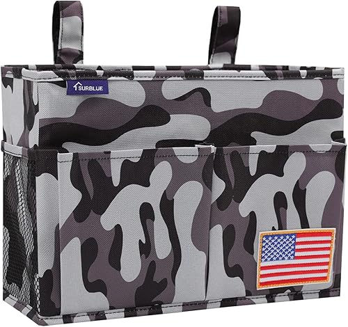 Miniatura 56 de Surblue - Organizador de cama colgante para mesita de noche, bolsa de almacenamiento, bolsillo para literas y camas de hospital, dormitorios Z-Zebra
