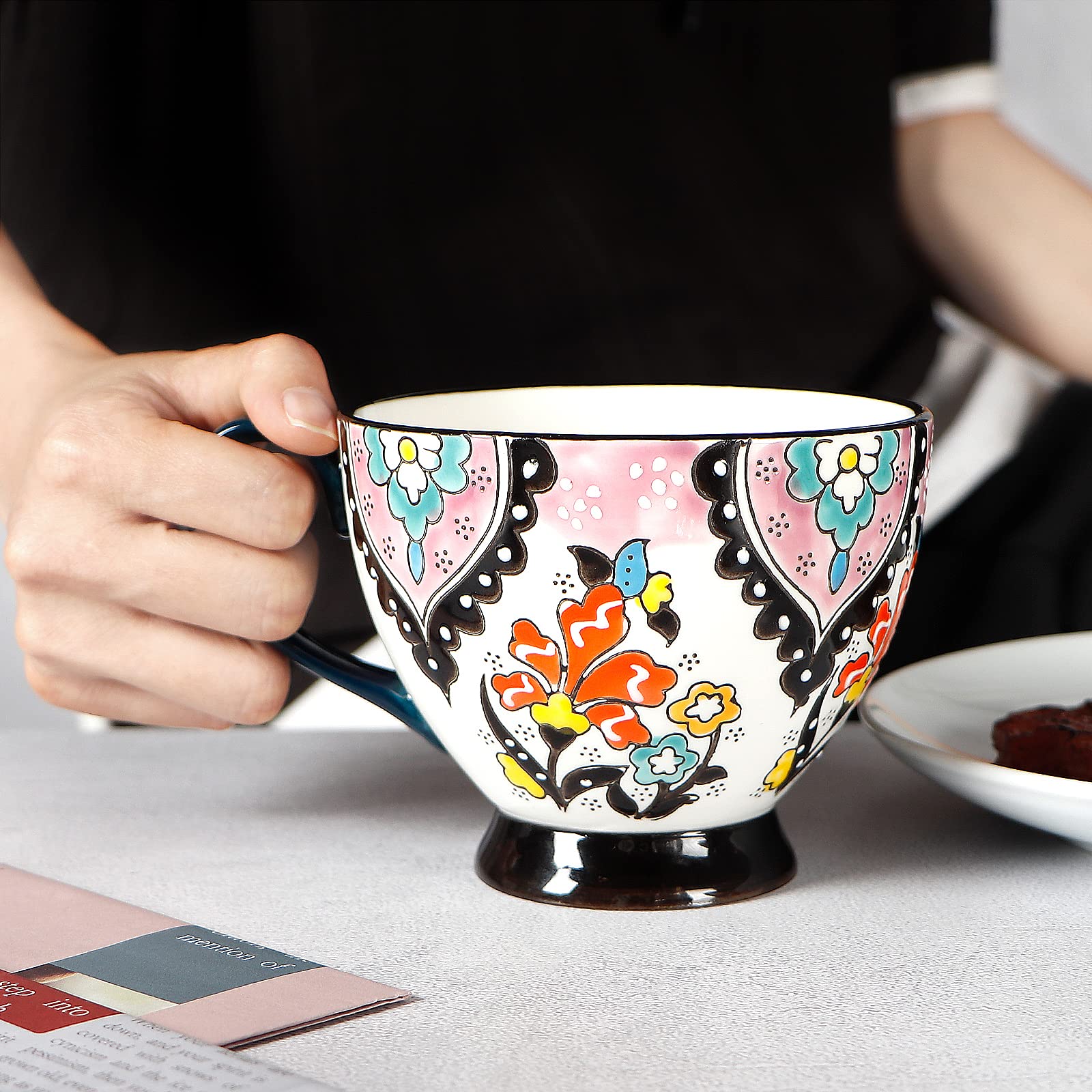 superyes Set di tazze da 4,444 ml grande tazza in ceramica, tazza da caffè per tè, latte, latte, cappuccino, cacao, muesli, cioccolata calda, regalo per uomini, donne, amici, famiglia