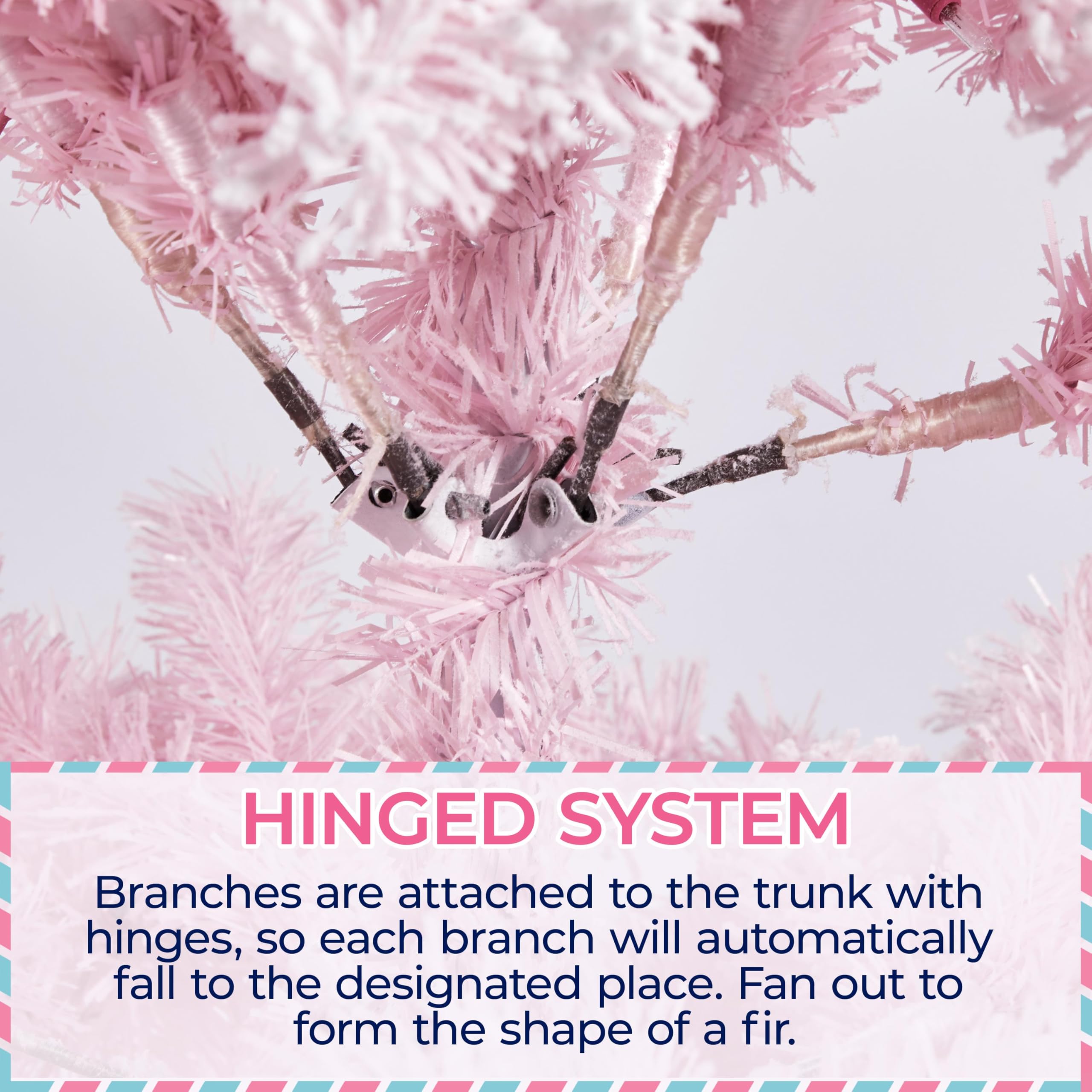 Yaheetech 6ft Pre-lit Artificial Christmas Tree with 250 Incandescent Warm White Lights, Snow Flocked Full Prelighted Xmas Tree with 820 Branch Tips & Foldable Stand, Pink Gradient