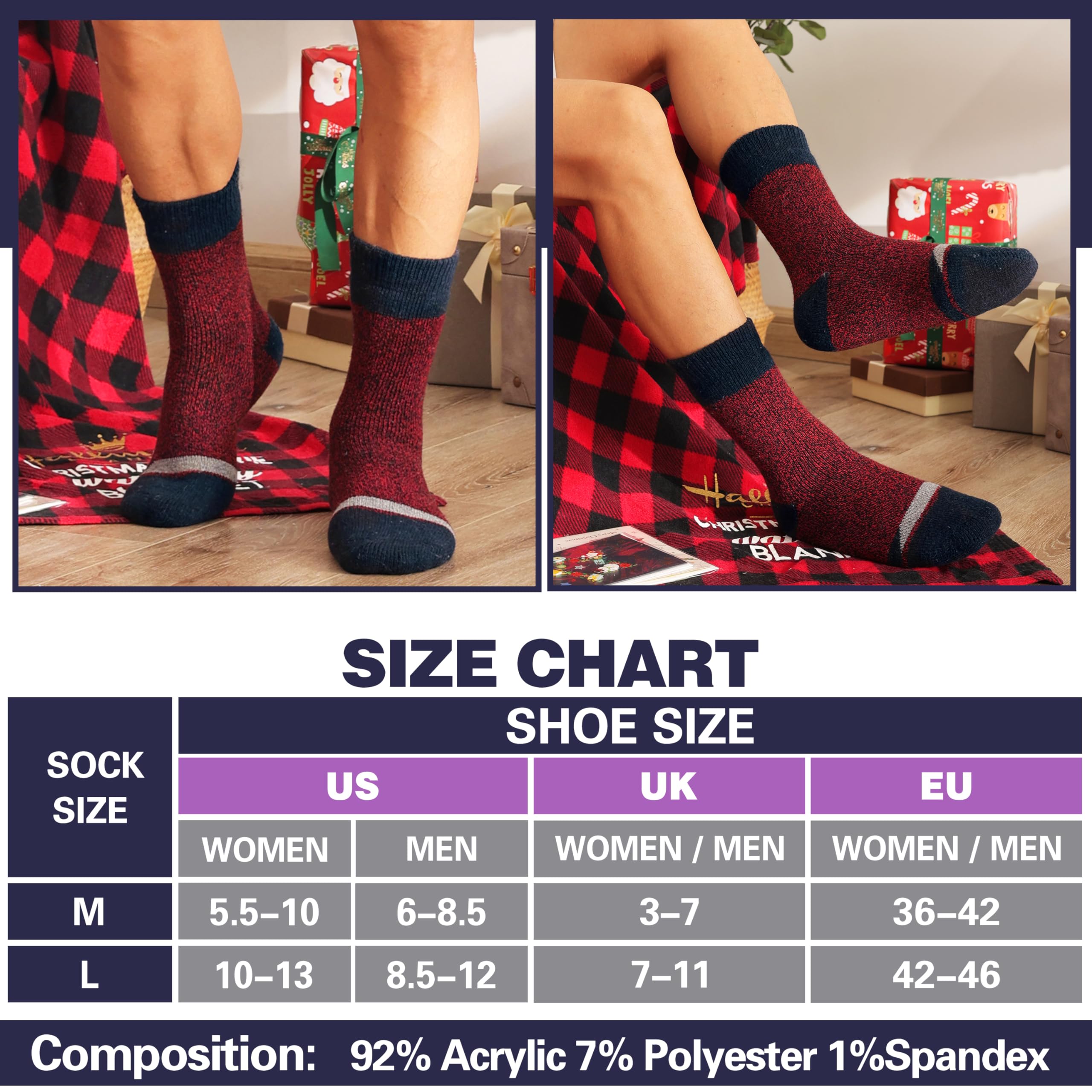 MOGGEI Calcetines Esquí Térmicos Hombre Y Mujer | Cálidos Y Gruesos Aislantes Para El Invierno,Ideales Para Botas De Esquí,Regalo De Calcetines,Regalos De Fin De Año,3 Pares