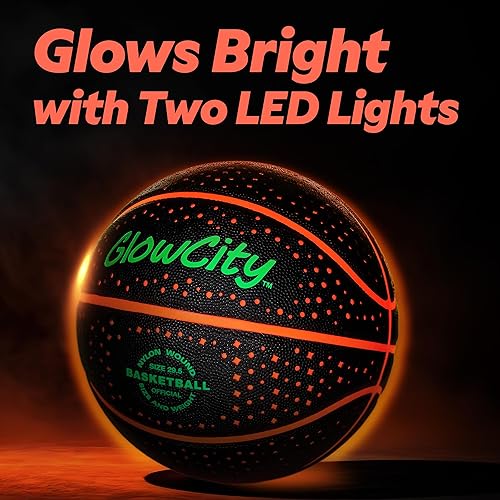 Miniatura 6 de GlowCity Baloncesto que brilla en la oscuridad para adolescentes y niños, bola roja brillante, juguete con luz LED para juegos de pelota nocturna,