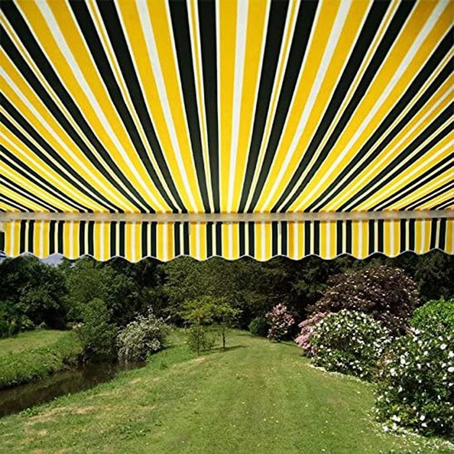 Générique Toile De Rechange Store Banne, Tissu De Remplacement pour Auvent, Toile D'Auvent Tissu De Rechange pour Store Banne, Extérieur Tissu Remplacement pour Auvent Anthracite(Yellow Stripes,3x2m)