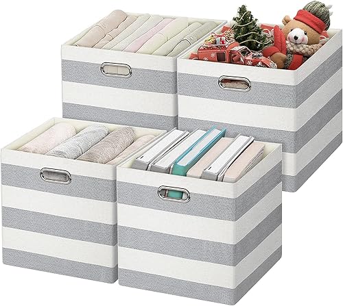 Miniatura 15 de Posprica - Cestas organizadoras de almacenamiento, 11×11 cubos plegables de almacenamiento de tela con cajones para guarderías, oficinas, armarios