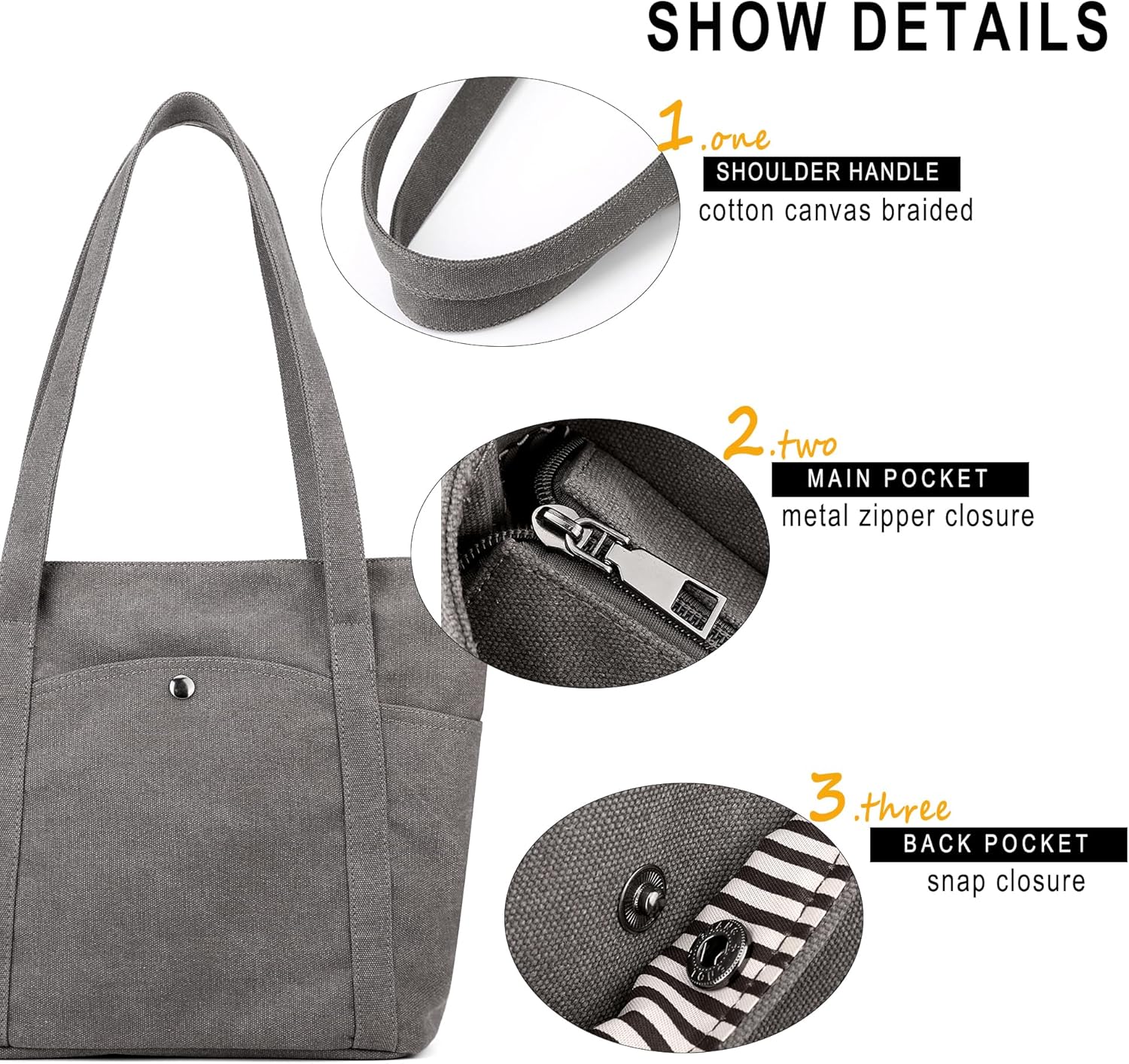 DOURR Womens Shoulder Handbags Heavy Duty Canvas Work Tote Retro Bucket Bag - Image 6