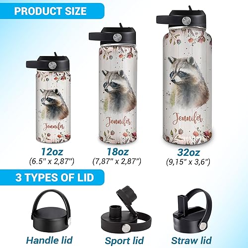 Vista 26 de Hyturtle Botella de agua personalizada de burro, botella de acero inoxidable aislada con nombre personalizado con tapa a prueba de fugas, 18 onzas