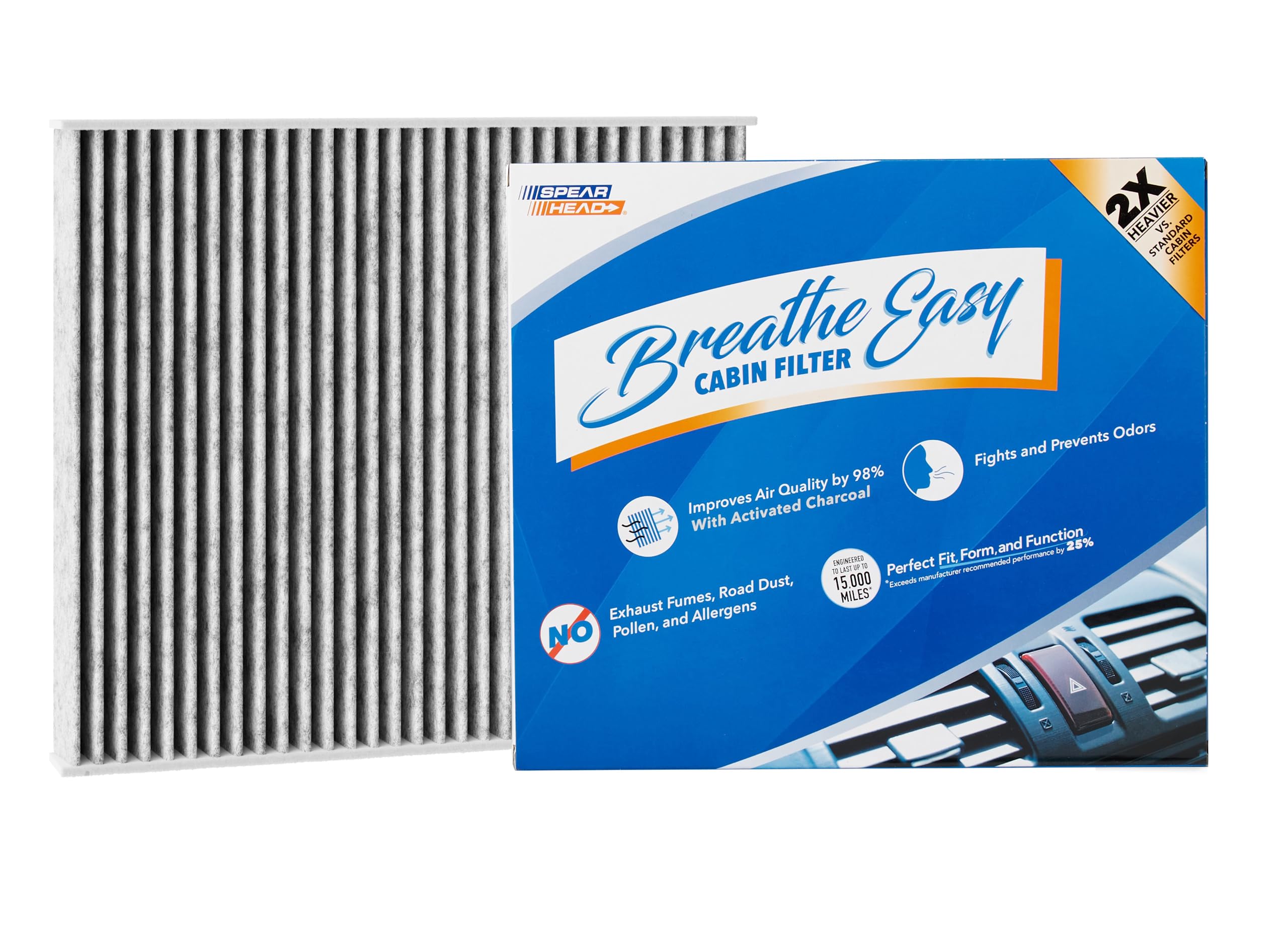 Spearhead Odor Defense Breathe Easy AC & Heater Cabin Filter | Fits 2018-25 Wrangler, 2020-25 Gladiator Like OEM | Up to 25% Longer Lasting w/