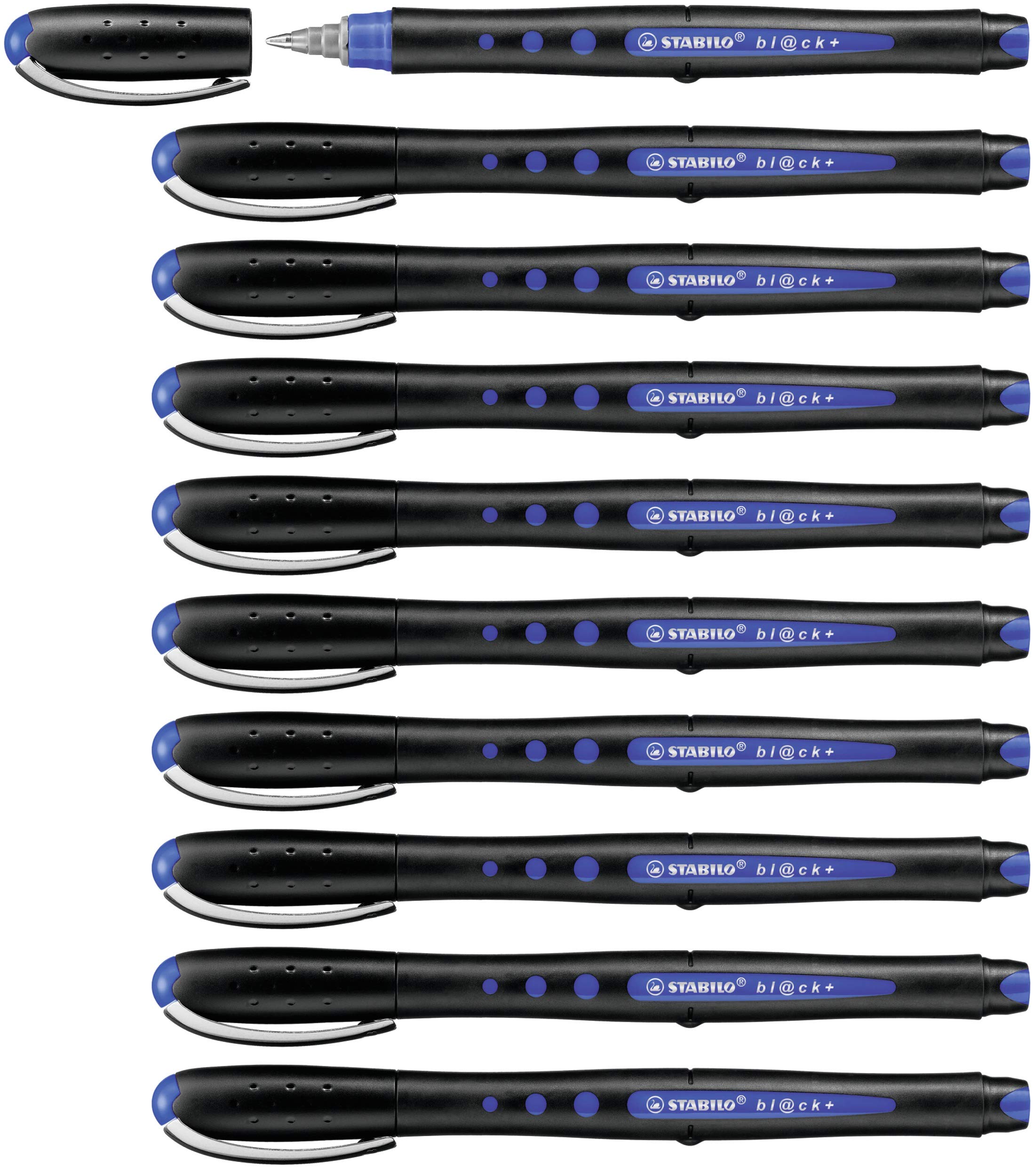 Rollerball Pen - STABILO Black+ Fine - Box Of 10 Blue