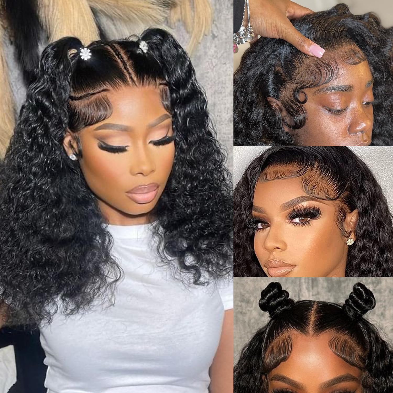 Ablvari 14inch Bob Wig Human Hair 13×4 Deep wave Lace Front Wigs 200% Density HD Lace Frontal Bob Wigs Human Hair Pre Plucked Wet and Wavy Wig for