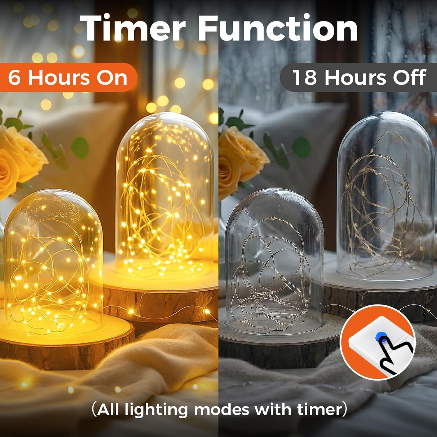 6 Stück 2M 20 LED Lichterkette Batterie mit Timer, 3Modi Mini Lichterkette - Détails et caractéristiques