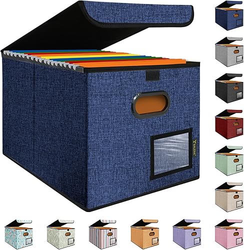 Miniatura 240 de BALEINE - Caja organizadora de archivos con tapa, organizador de carpetas plegable con riel de plástico, caja para carpetas colgantes para Gris