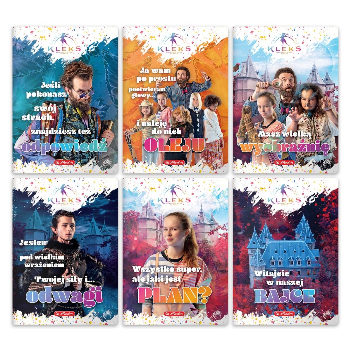 Herlitz® A5 School Notebook in Double Line 32 Cards Subject | Soft Cover | Notebook | Writing Notes for Children Student | Universal | Model for Choice | Mr. Kleksa Academy