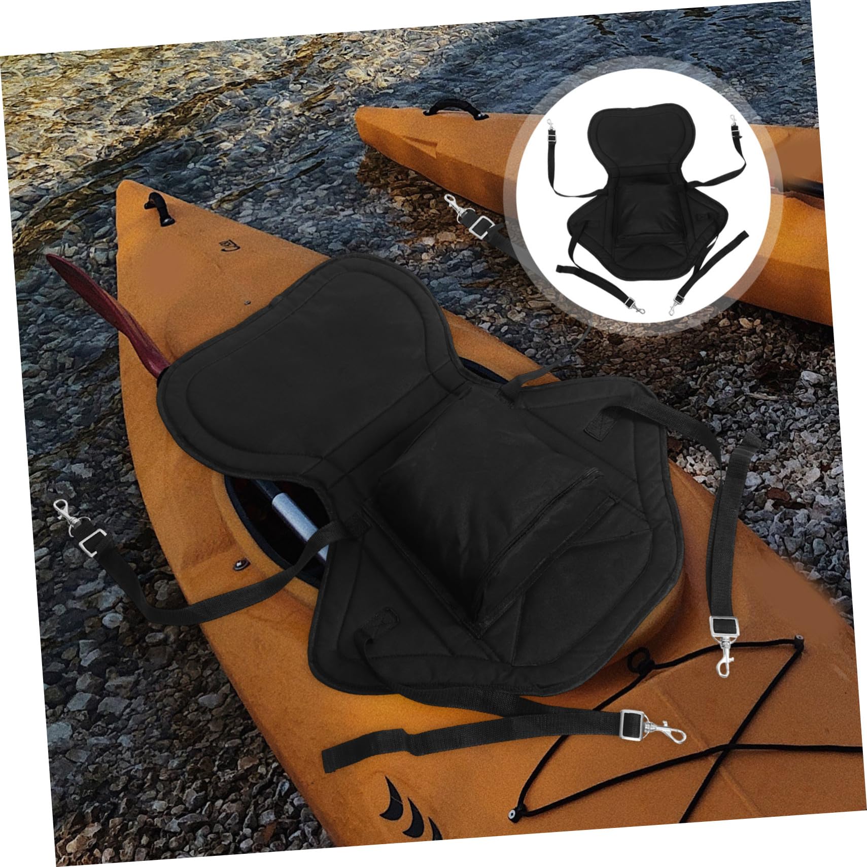 Supporto Schienale Gonfiabile per Kayak Tessuto Oxford Nero, Cuscino Comfort Riutilizzabile per attività Outdoor in Canoa