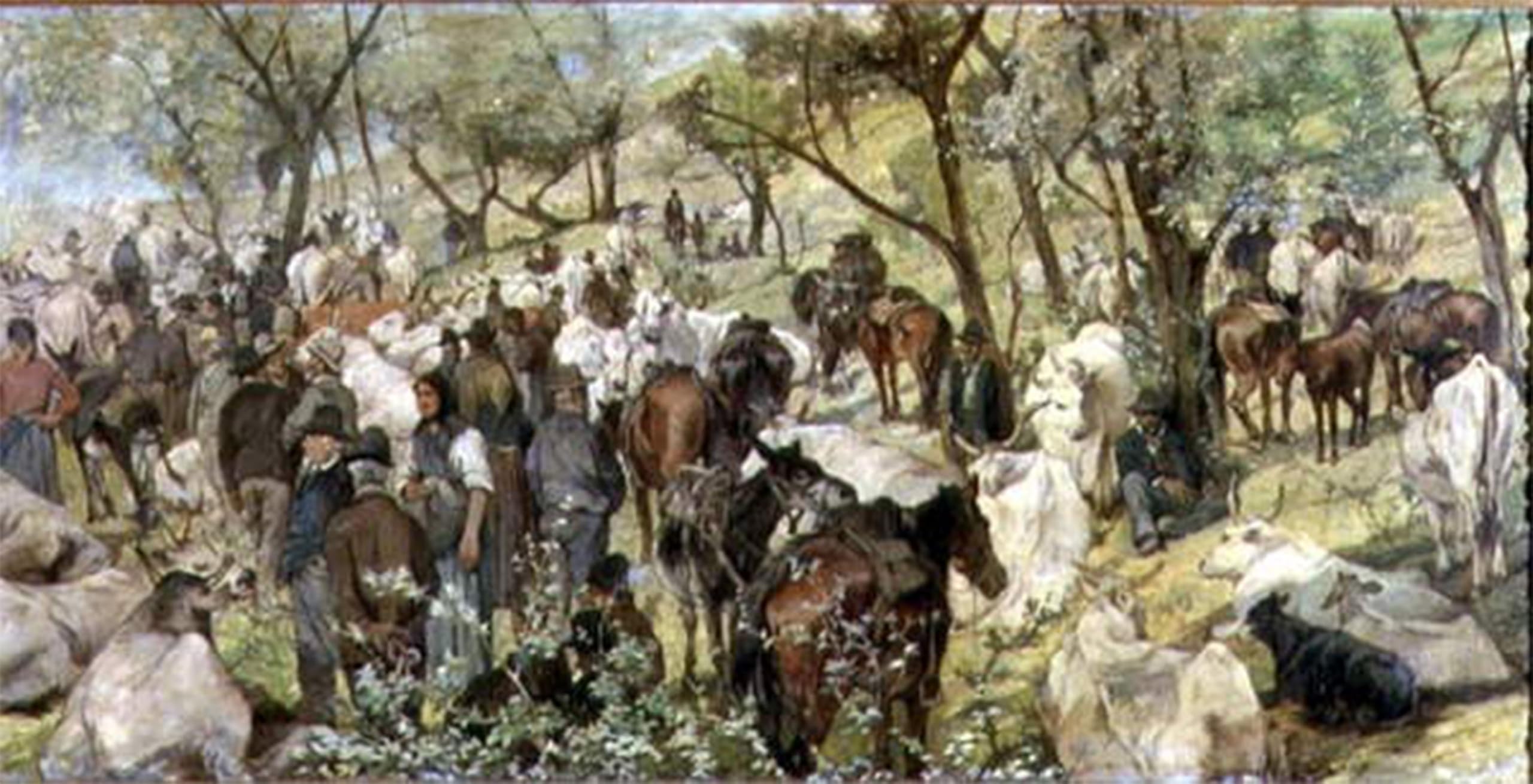 SERENDIPITP Vintage Wall Art Canvas Nordic Poster Canvas Print Picture Cattle Market in the Maremma by Fattori Wall Art Poster for Home Decor 60x90cm