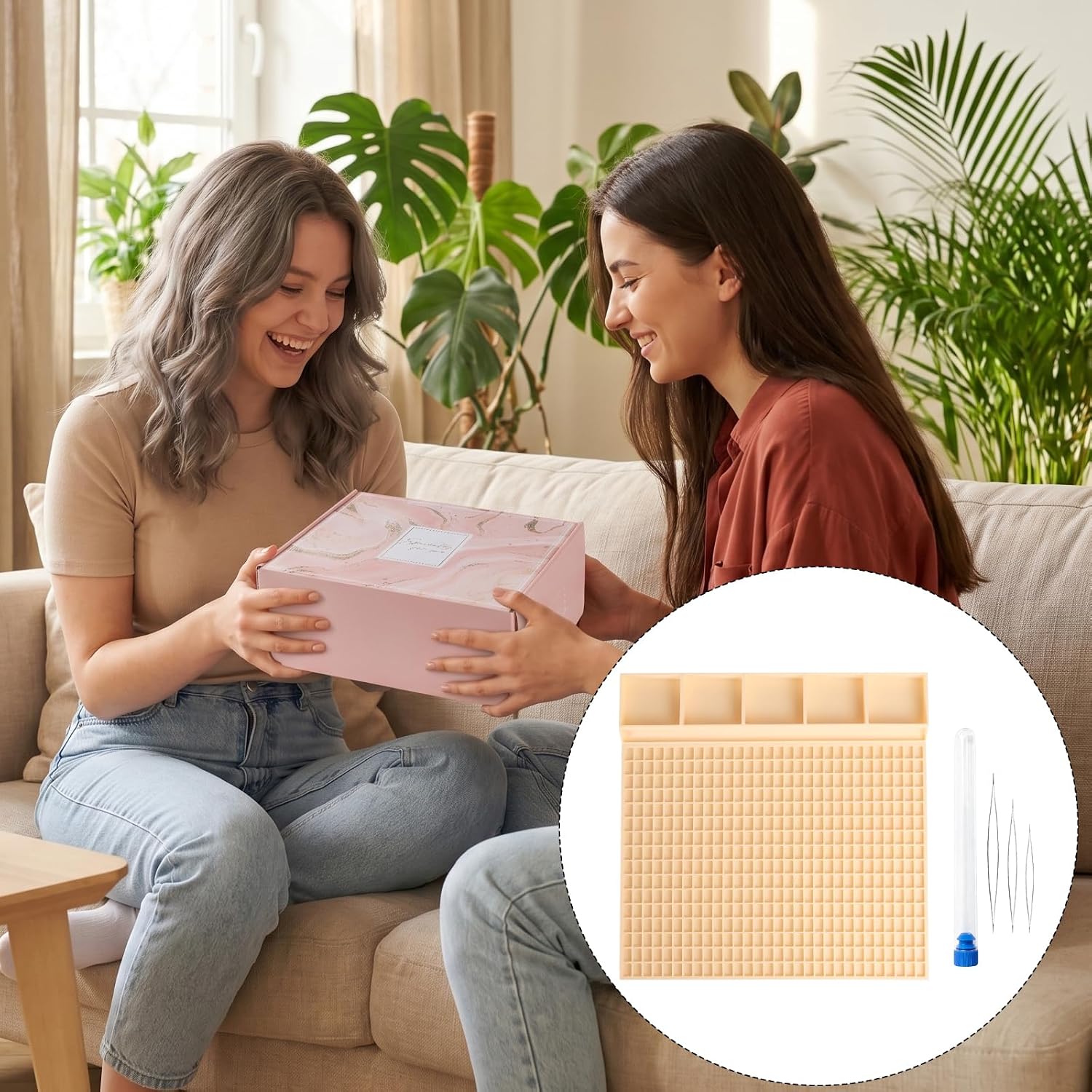 CYUXING 5pcs Pony Bead Lacing String Cord Bracelet Making Boards / 5pcs Pony Bead Lacing Boards, 3 Beading Needles & Storage Tube, Massive Crafting Space, Suitable for Kandi/Bracelet Making