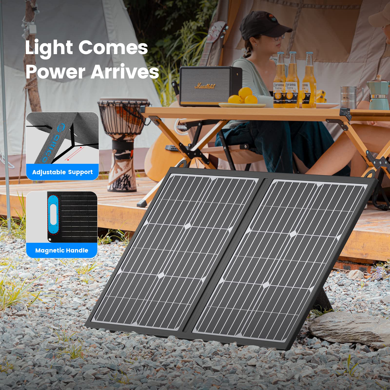 ソーラーパネル 60W 太陽光パネル 折り畳み USB出力 防水 アウトドア