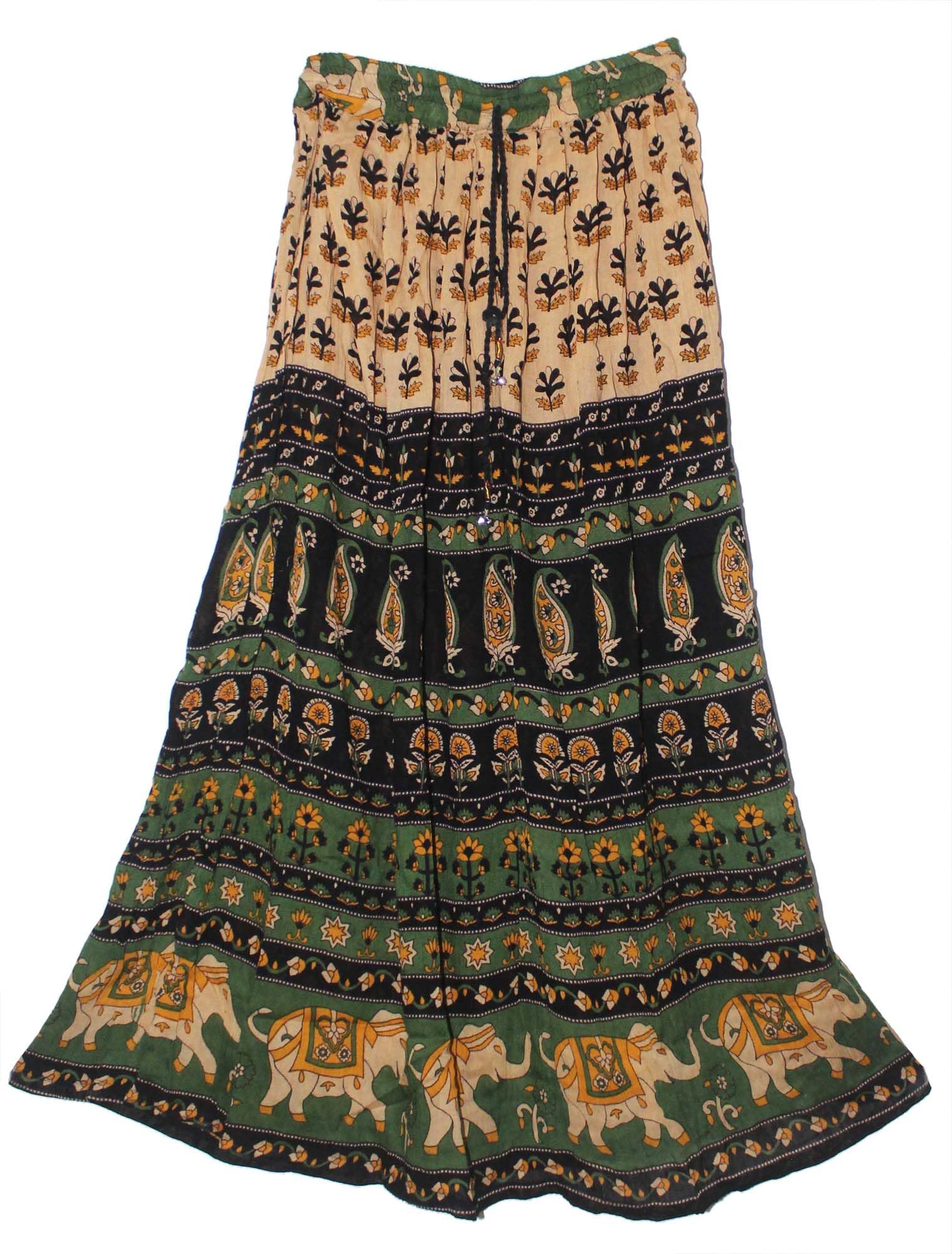 Rayon Crinkle Ethnic Skirt Indian Hippy Rock Kjol Retro Boho Falda for Women Gypsy