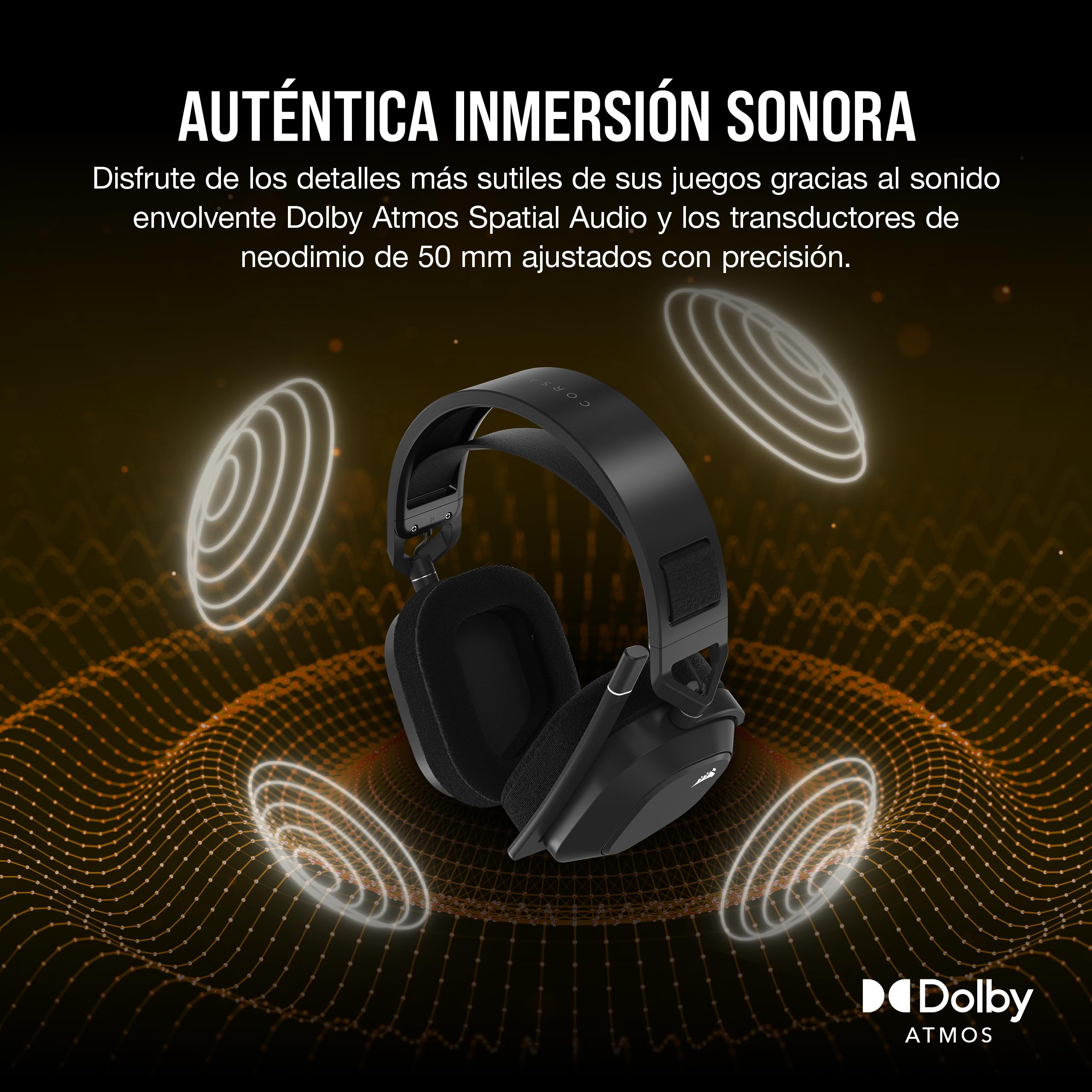 Corsair HS80 MAX Wireless Auriculares para Juegos Multiplataforma con Bluetooth – Dolby Atmos – Micrófono de Calidad Broadcast – Compatible con iCUE – PC, Mac, PS5, PS4, Switch, Móvil – Gris Acero