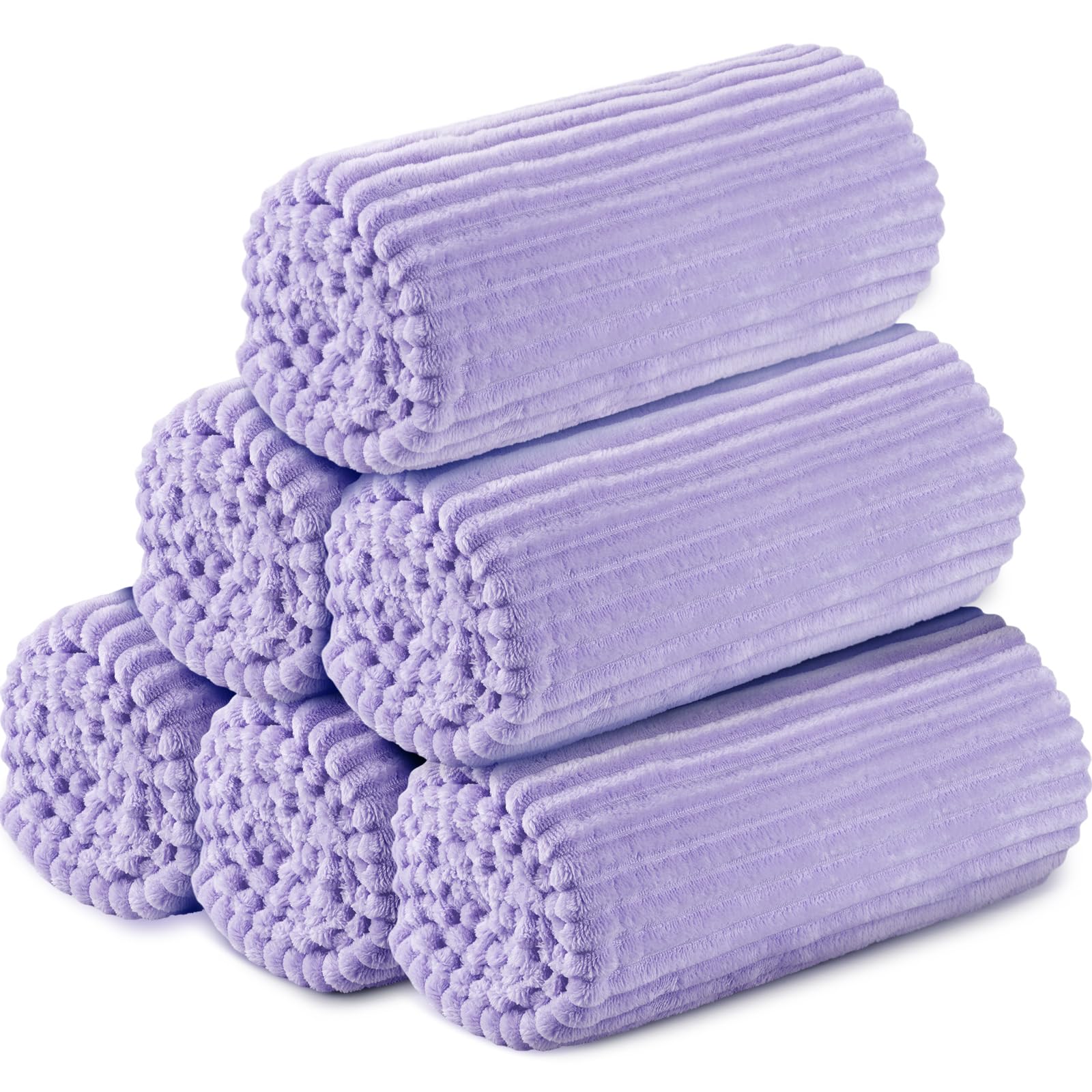 Photo 1 of Buryeah 6 Pcs Flannel Throw Blanket Bulk 50 x 60 in Sleepover Blanket Outdoor Wedding Throw Lightweight, Oeko-tex Standard 100 Certified for Sofa Homeless Gifts (Light Purple)