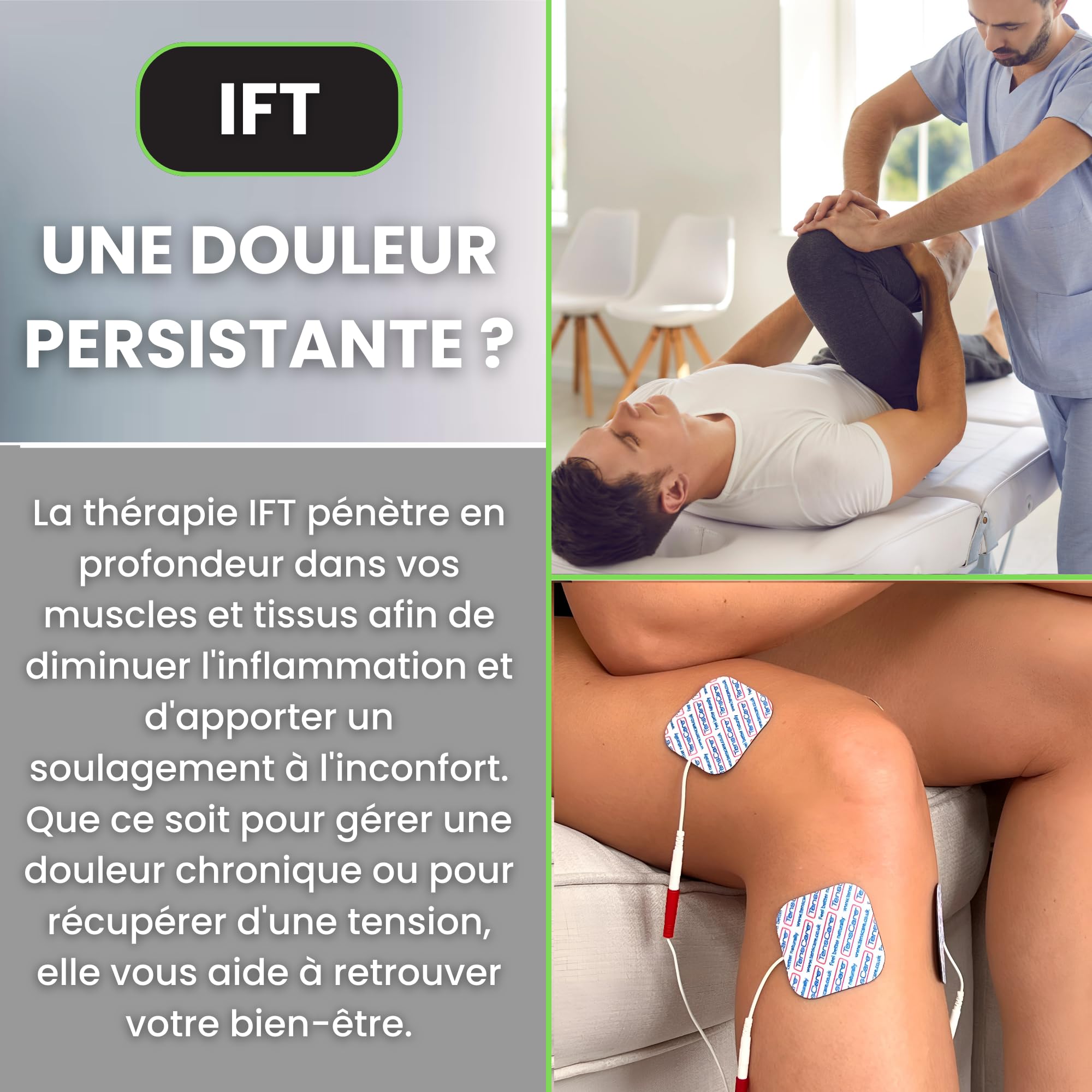 TensCare Unipro Appareil de Multithérapie TENS EMS IFT Microcourant Soulagement Douleur Renforcement Musculaire