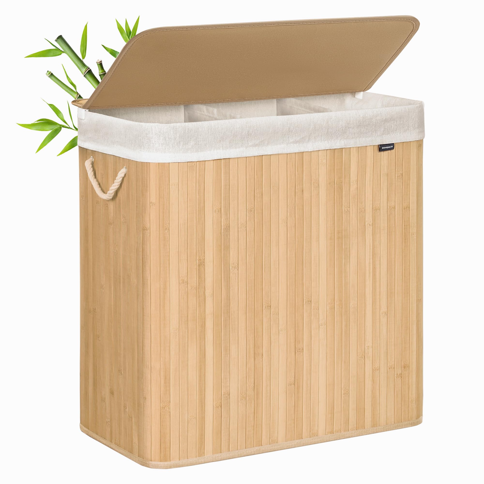 Panier à linge en bambou design pour une chambre épurée et une buanderie ordonnée