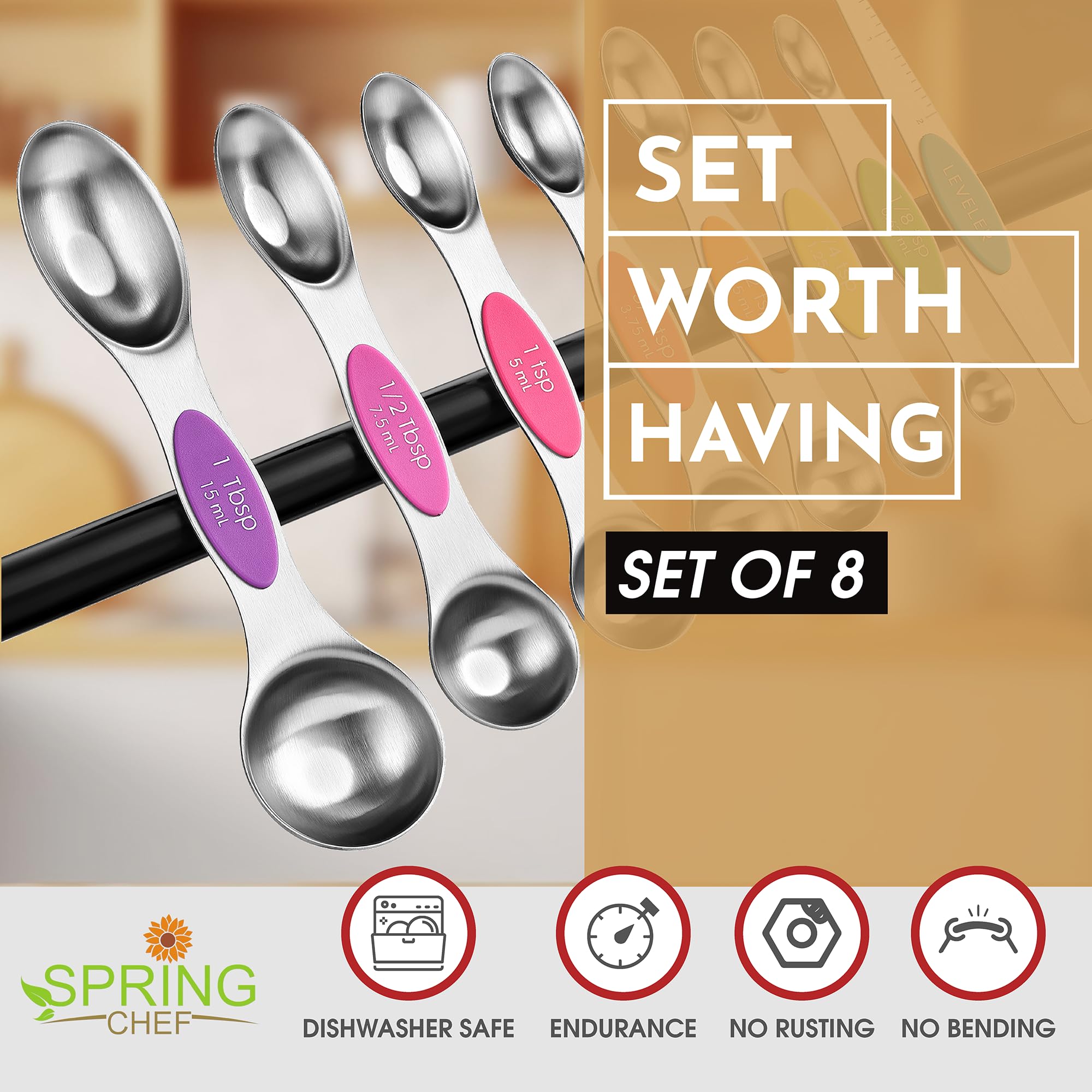Snapklik.com : Spring Chef Stainless Steel Magnetic Measuring Spoons ...