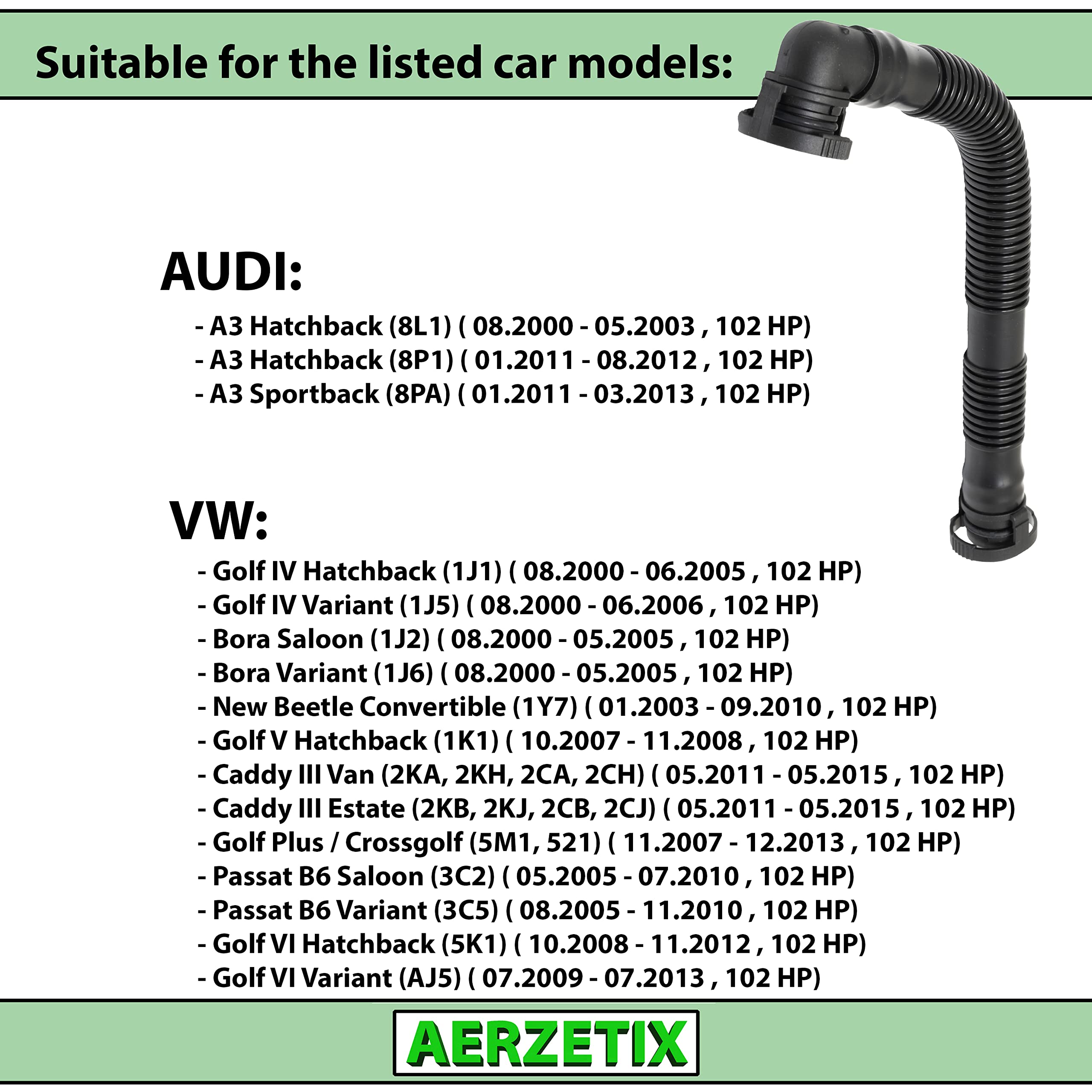 AERZETIX - C66318 - Tubo di aspirazione, alimentazione dell'aria - lato di montaggio: lato di scarico - materiale: plastica - compatibile con numeri OE 06A131127L