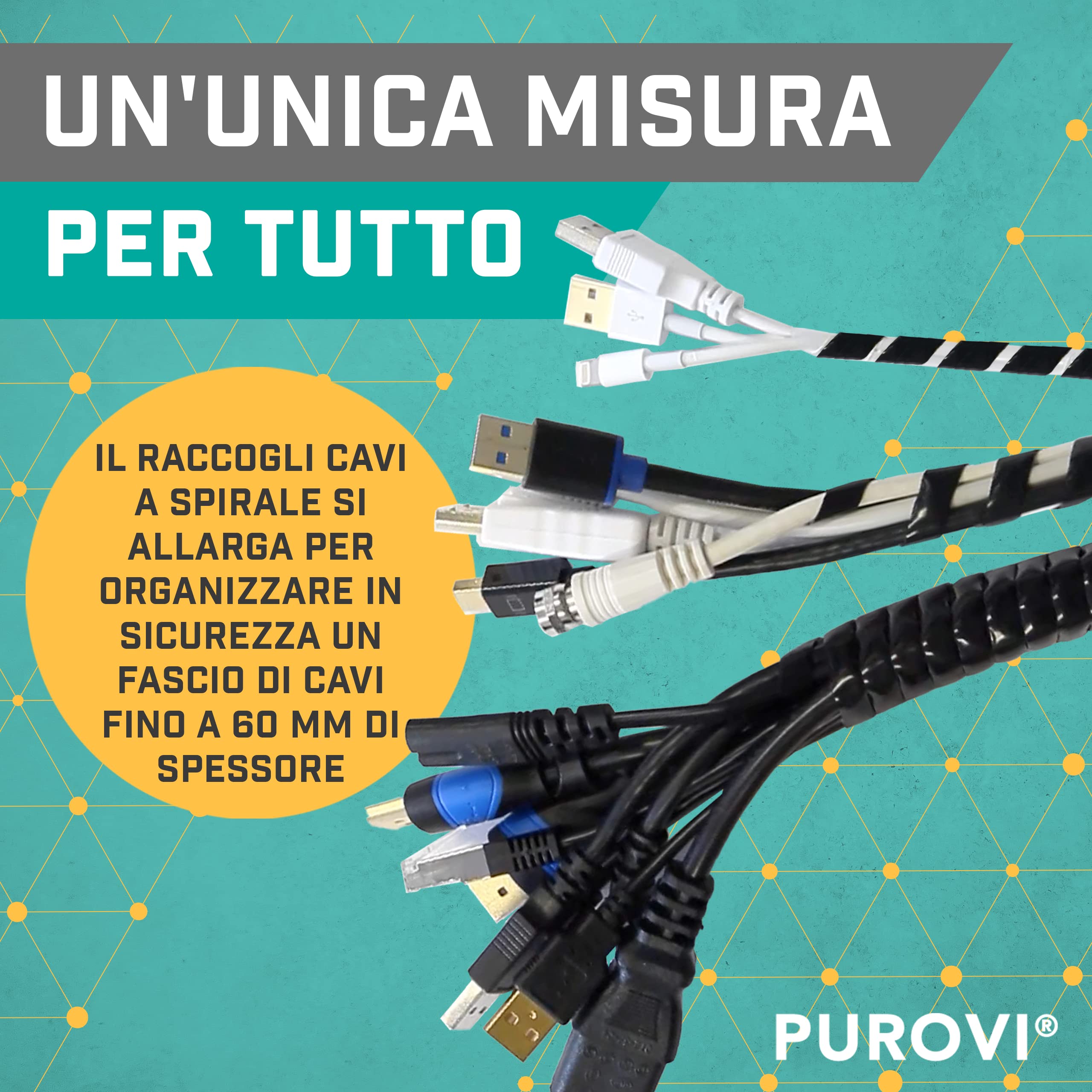 Raccogli Cavi - Guaina Copri Cavi Elettrici Trasparente Flessibile ed Espandibile, 10m - Cavo Spiralato per Nascondere Fili - Organizza e Proteggi Cavi