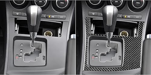 Miniatura 10 de PJFUS Accesorios para interiores de automóvil de fibra de carbono suave real, marco de cambio de marchas, cubierta de cenicero, compatible con Mazda