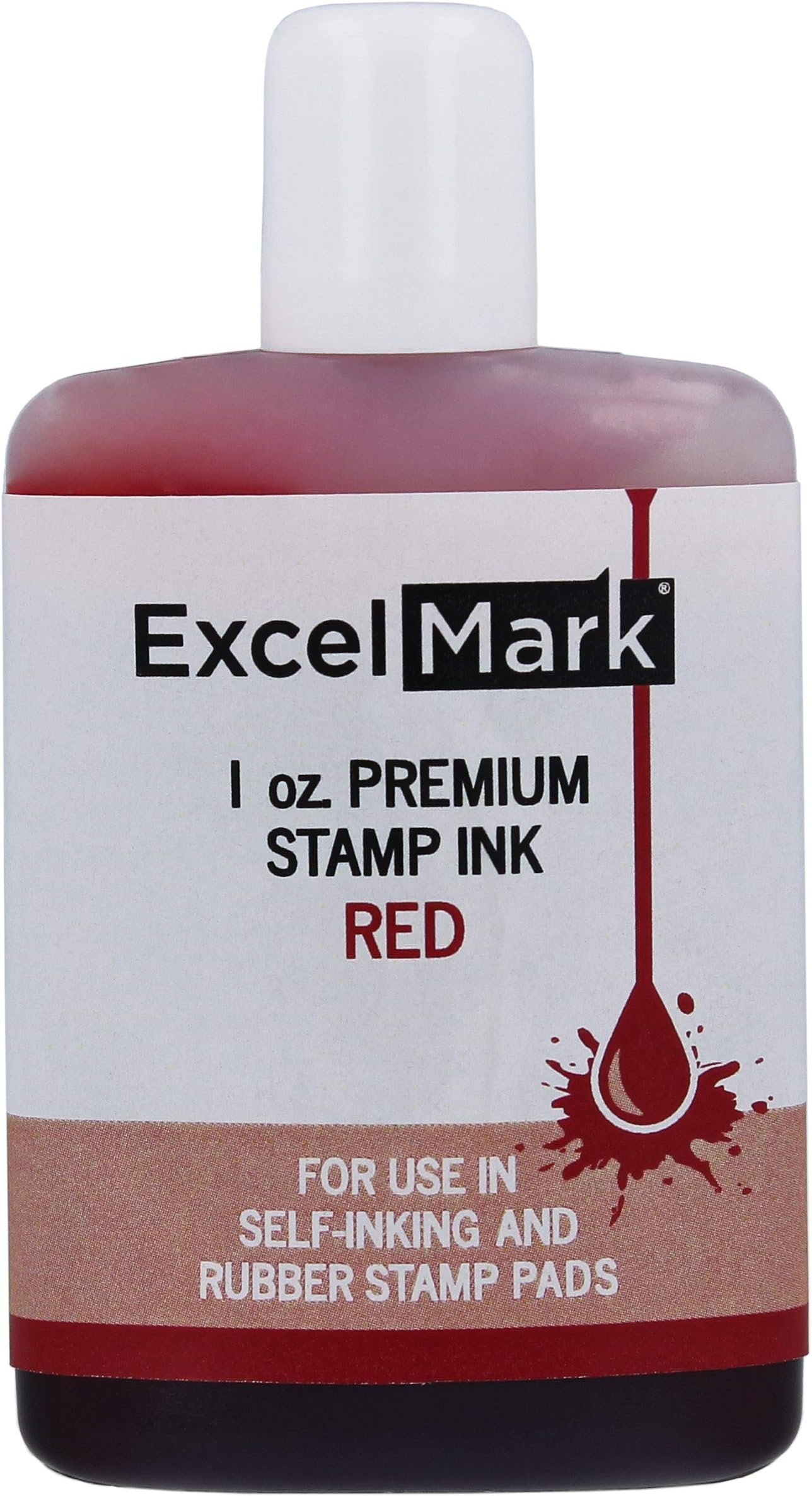 ExcelMark Premium Self-Inking Stamp Refill Ink - 1 oz. (Red)