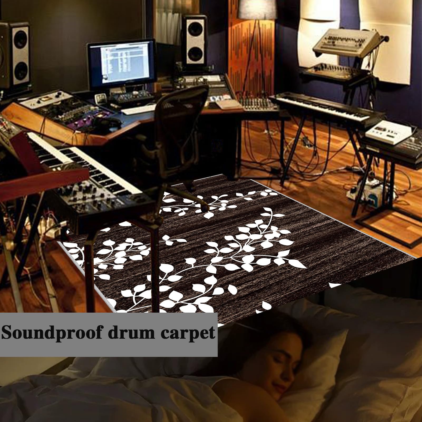 Tappeti per Batteria Tappetino per Batteria Acustica Tappeto A Tamburo Tappeto Drum Tappetino Antiscivolo Insonorizzato Elettroniche Rullante Acustica Snare Strumenti Musicali Coperta 210 x 180 cm