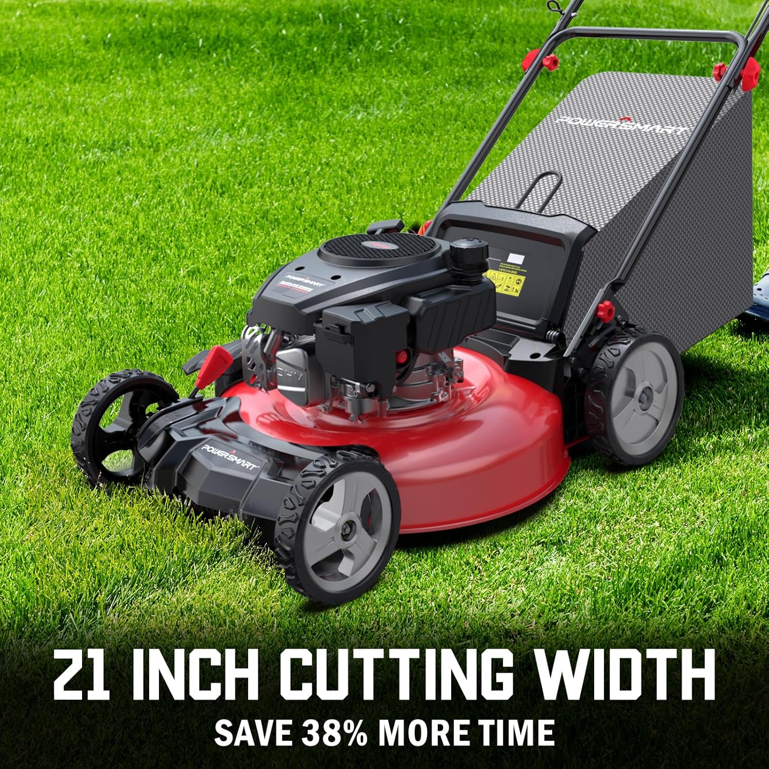 PowerSmart Self Propelled Gas Lawn Mower 22-Inch with 170cc OHV Engine, RWD Single-Speed 3-in-1 with Bagging