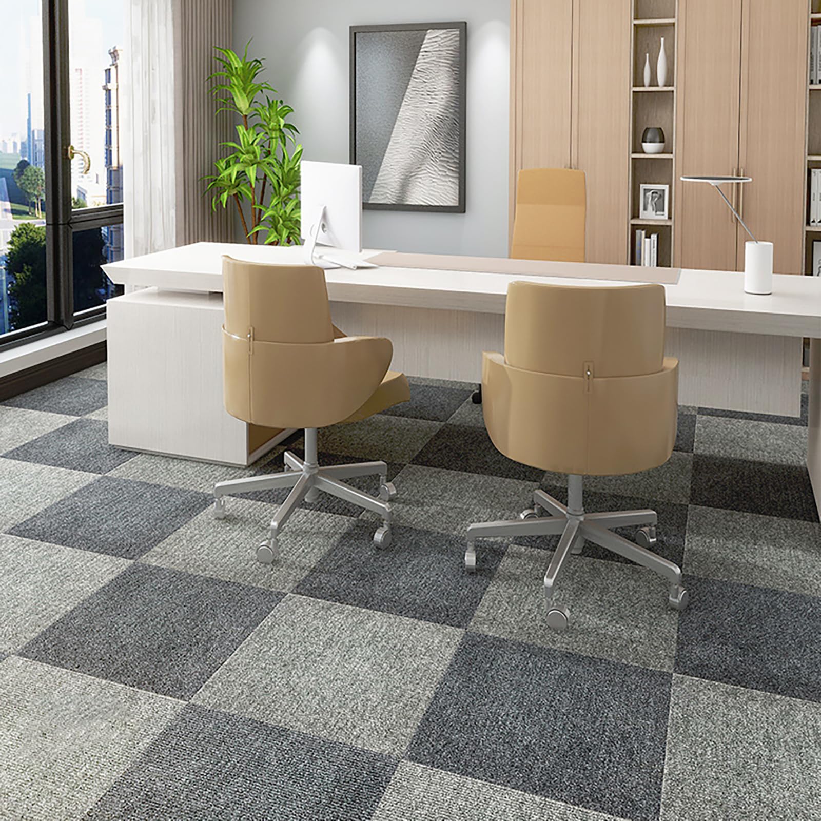 Teppichfliesen, Teppichfliesen Selbstklebend, Teppichboden, Teppich Fliesen, Teppichfliesen Selbstliegend für Büro, Wohnzimmer, Balkon,30 Stück (Size:30 * 30CM(11.81 * 11.81IN),Color:Hellgrau)
