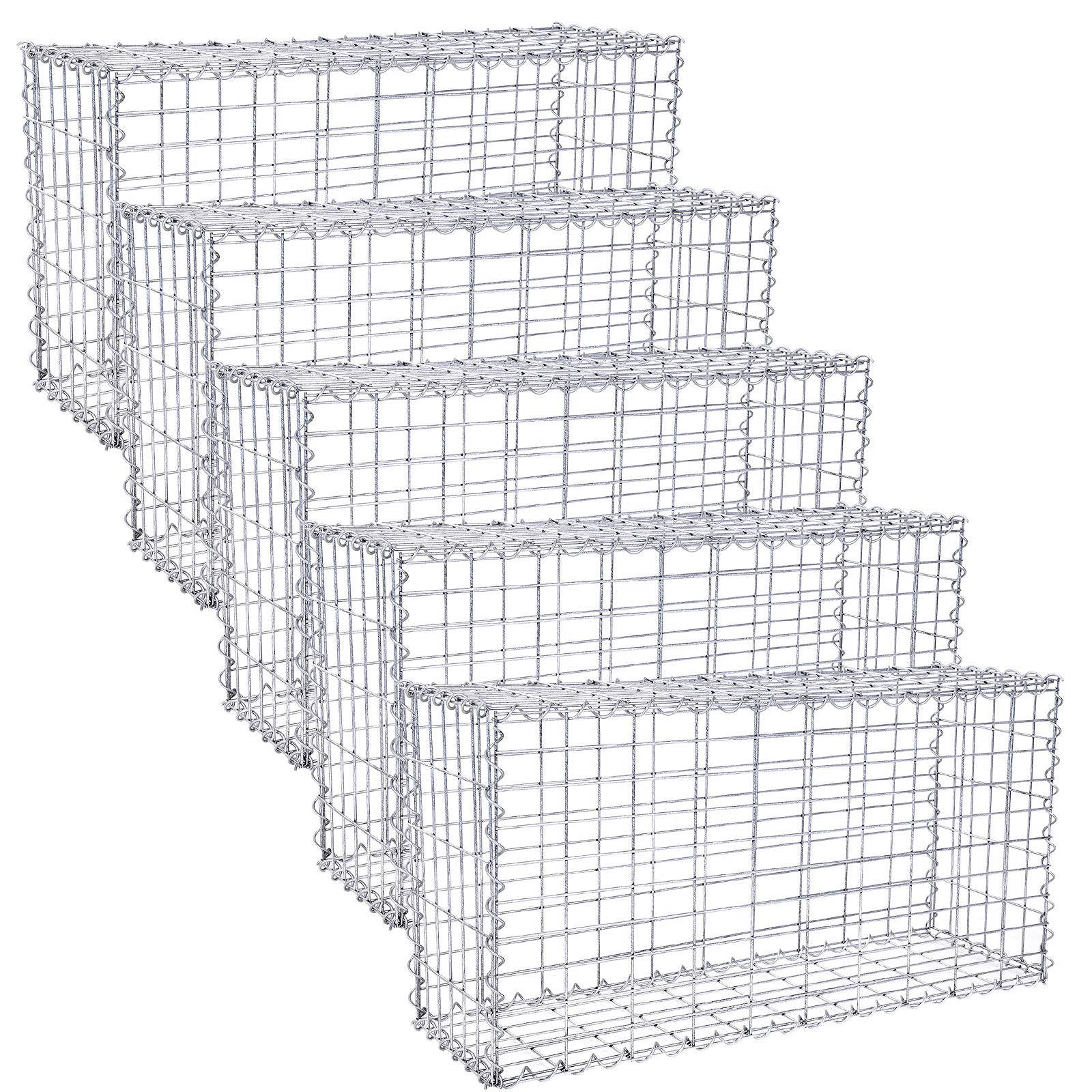 Buy SONGMICS Gabion Baskets, Metal Gabion Cages with 5 x 10 cm Mesh for