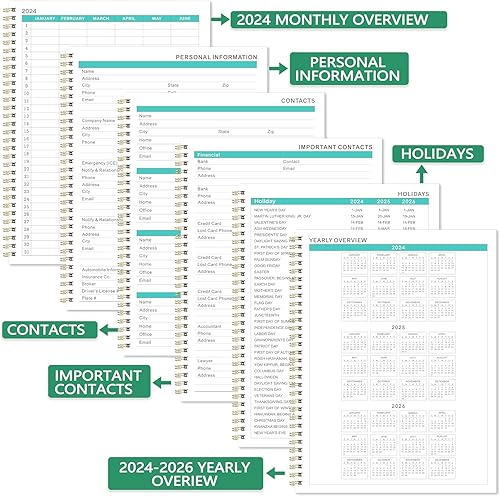Miniatura 5 de Agenda 2024  Agenda semanal y mensual con pestañas mensuales, agenda diaria 2024, agenda anual, calendario organizador, tapa dura elástica