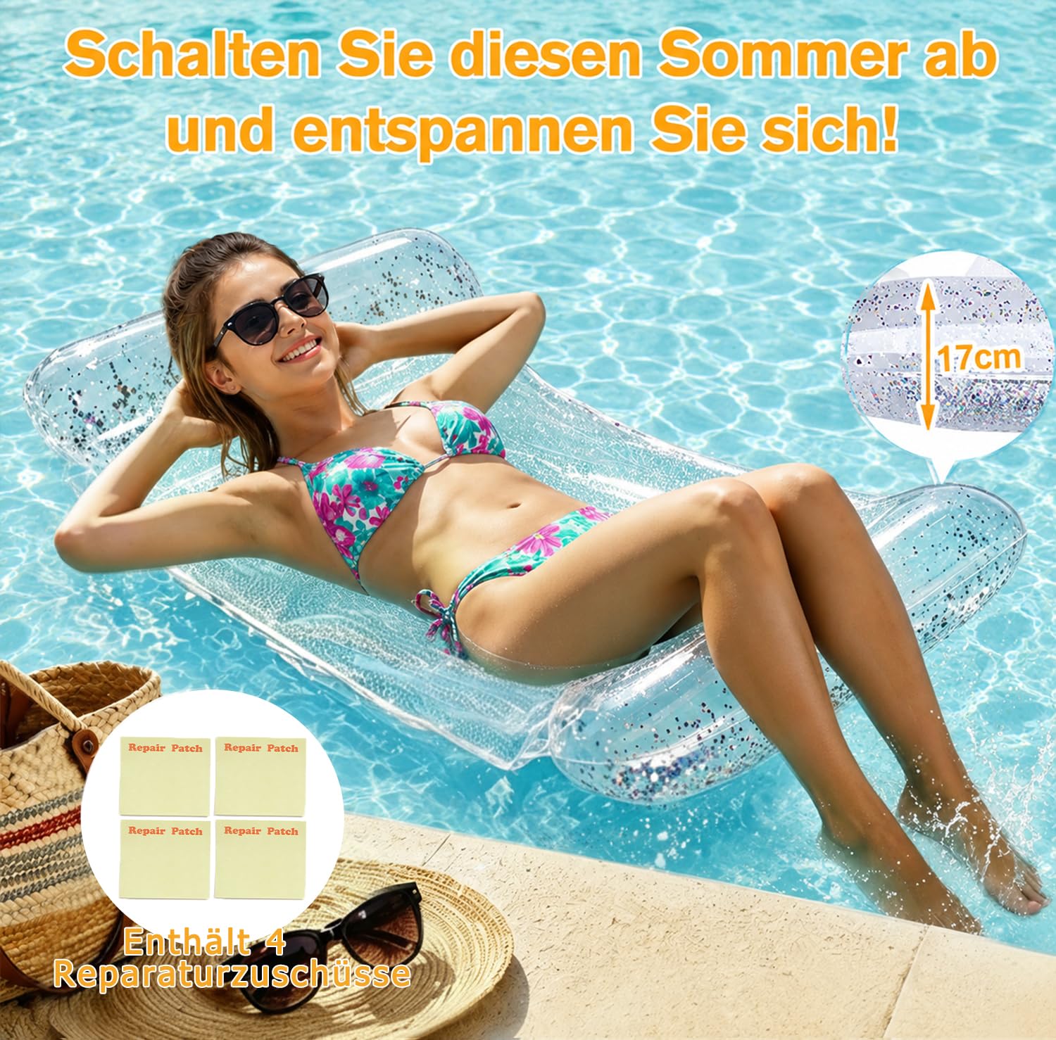 CYFIE 2 Stück Aufblasbare Wasserhängematte Erwachsene, 4-in-1 Luftmatratze Pool Wasser Hängematte Lounge Loungesessel Wasser Hängematte mit Netz, Pool Wasserhängematte Schwimmmatte