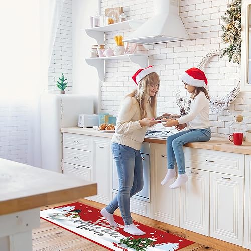 Miniatura 3 de Layhit Juego de 3 alfombras de cocina de Navidad, Papá Noel, afroamericano, Papá Noel, tapete de cocina de Papá Noel afroamericano, Feliz Navidad,