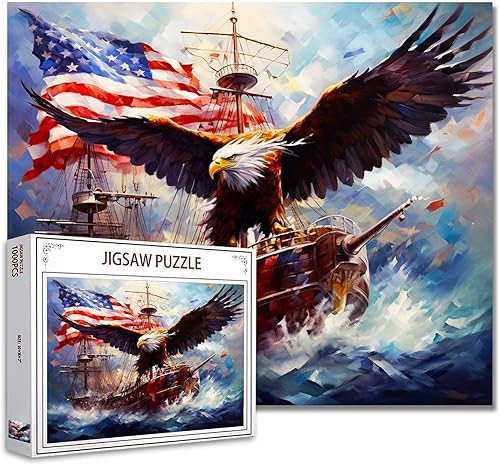 Miniatura 19 de Rompecabezas vintage de la bandera estadounidense de 1000 piezas para adultos, rompecabezas de Cruz cristiana de Estados Unidos para desafiantes