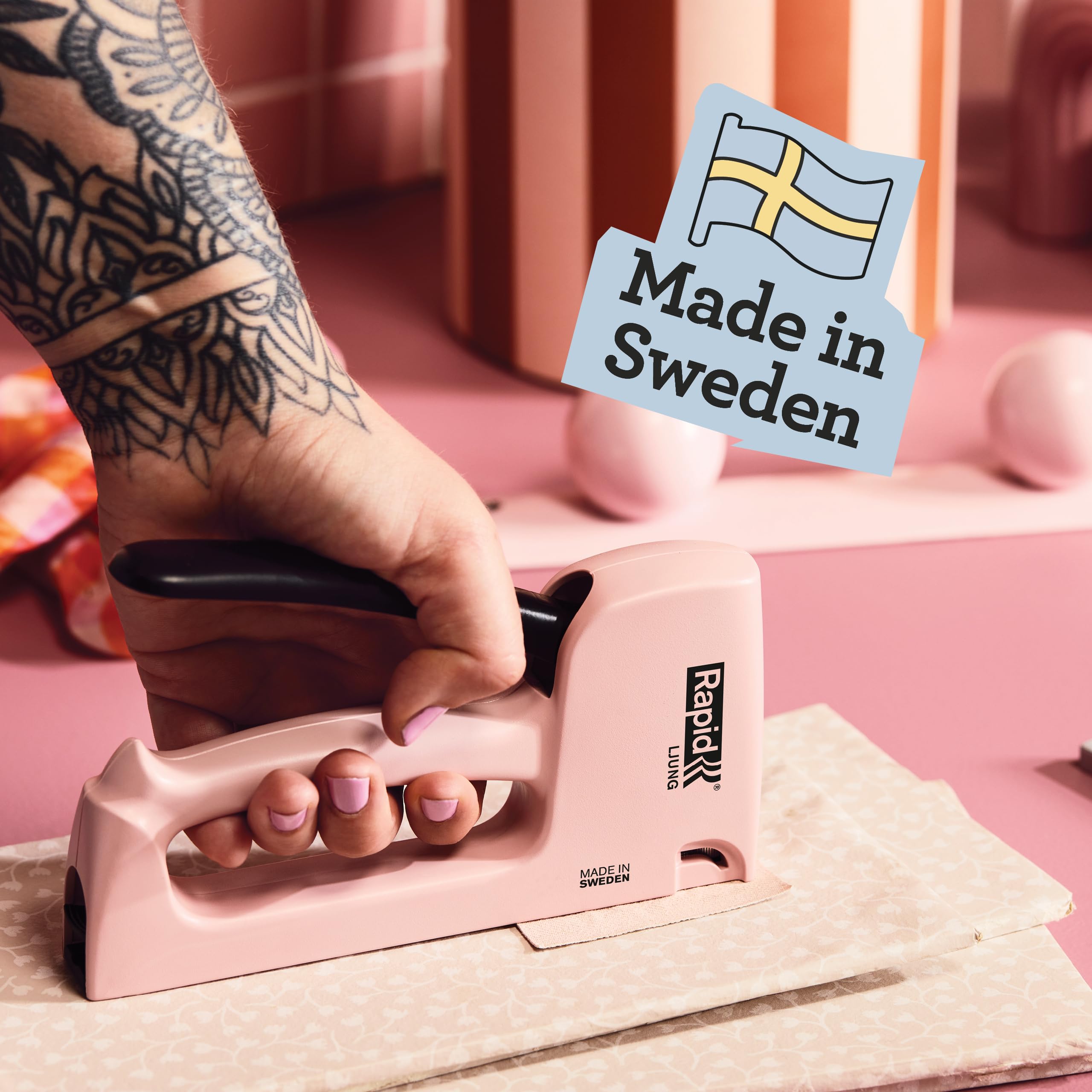 Rapid R53 Staple Gun Ljung Pink, Casing Crafted With 90% Recycled Plastics, Made in Sweden - Image 2