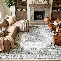 Vista 25 de Alfombra de área lavable de 5 x 7 pies para sala de estar, alfombra grande abstracta para comedor, dormitorio, alfombra antideslizante de 5 x 7