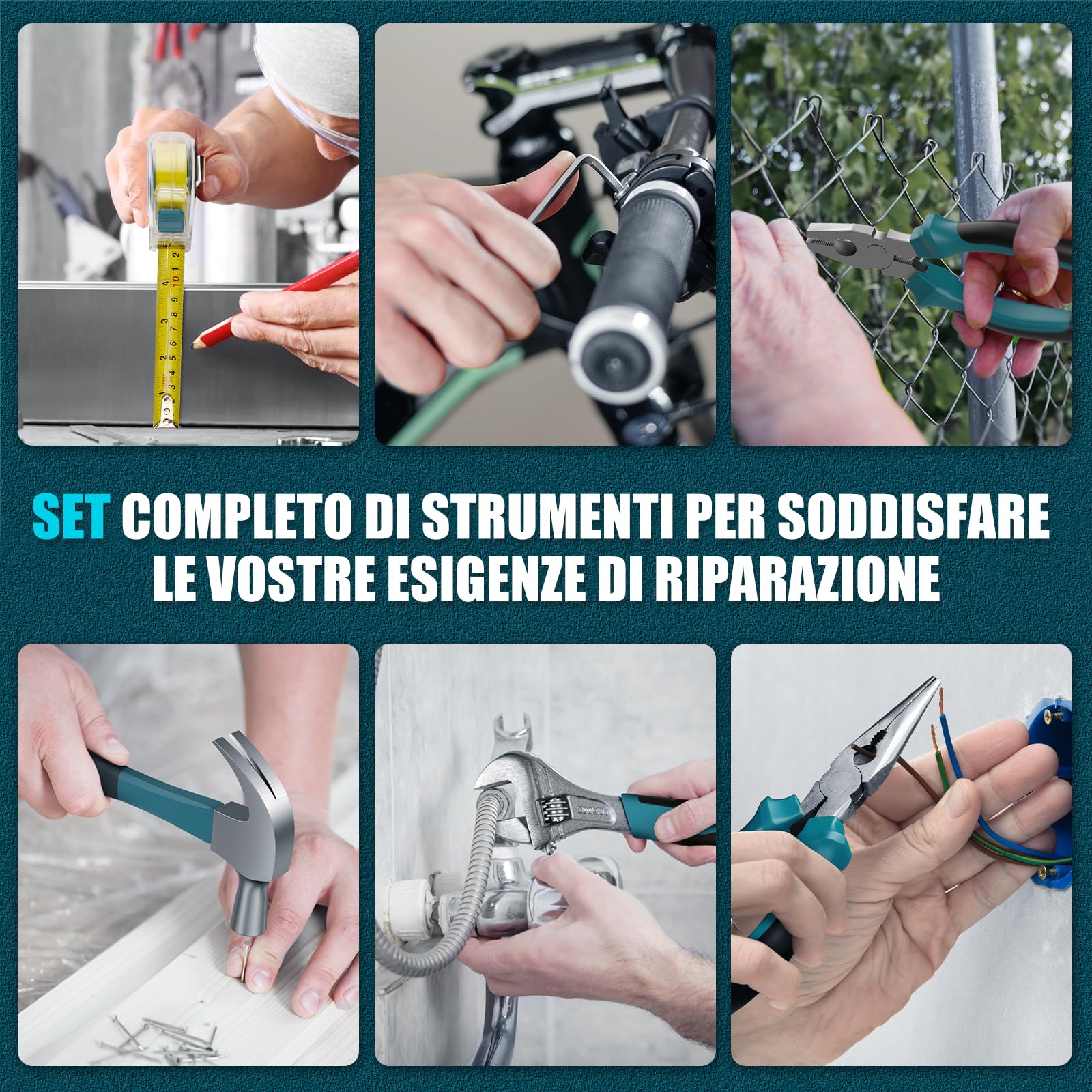 Sundpey Cassetta Attrezzi Completa 206 Pezzi, Trapano Avvitatore Batteria 12V per Serrare/Allentare Viti, Set Attrezzi da Lavoro Valigia Attrezzi Completa per Riparazioni Casalinghe e Fai da Te, Blu
