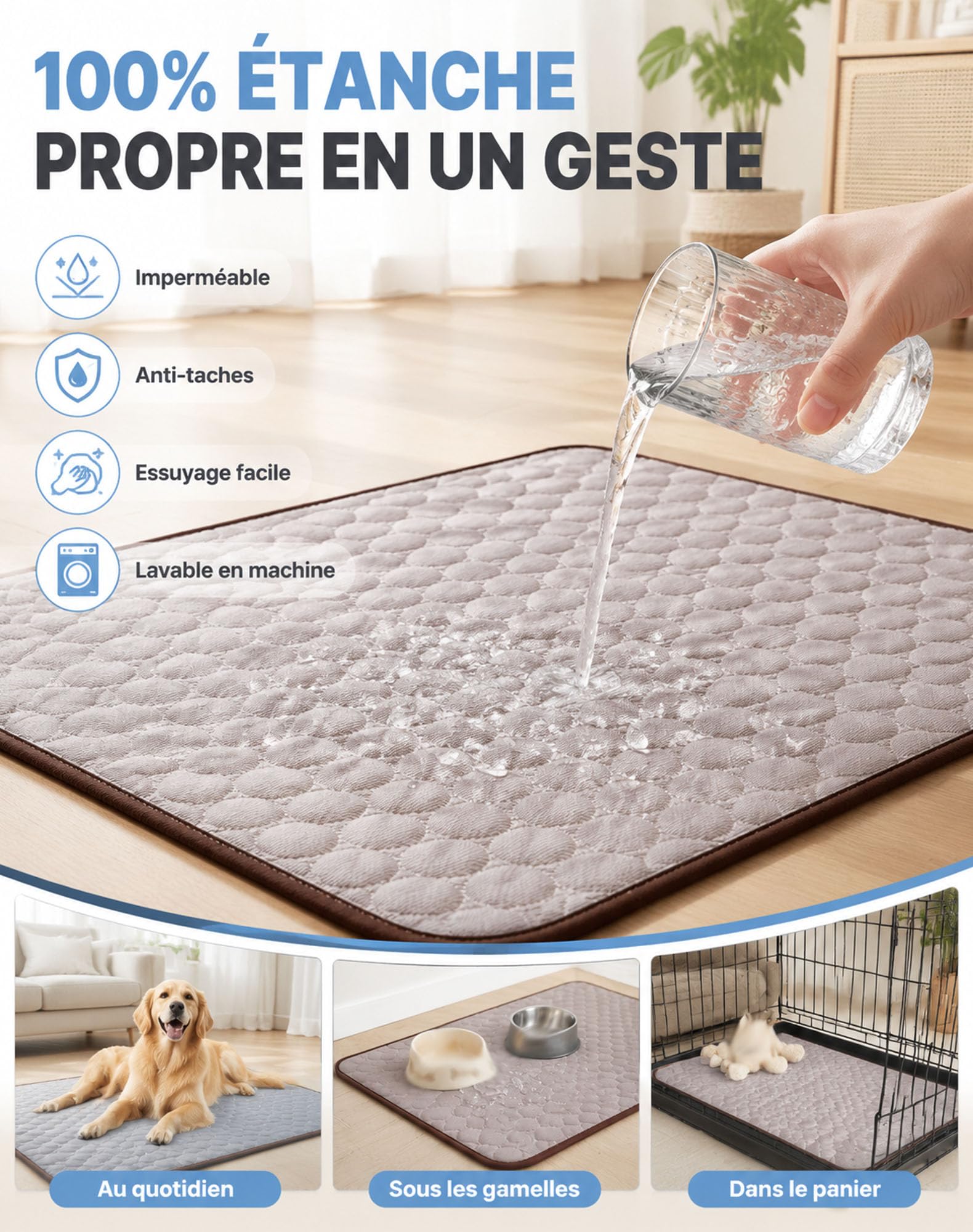 Coolnap Tappetino per Cani, Efficacia Refrigerante 4x (Grigio, XL)