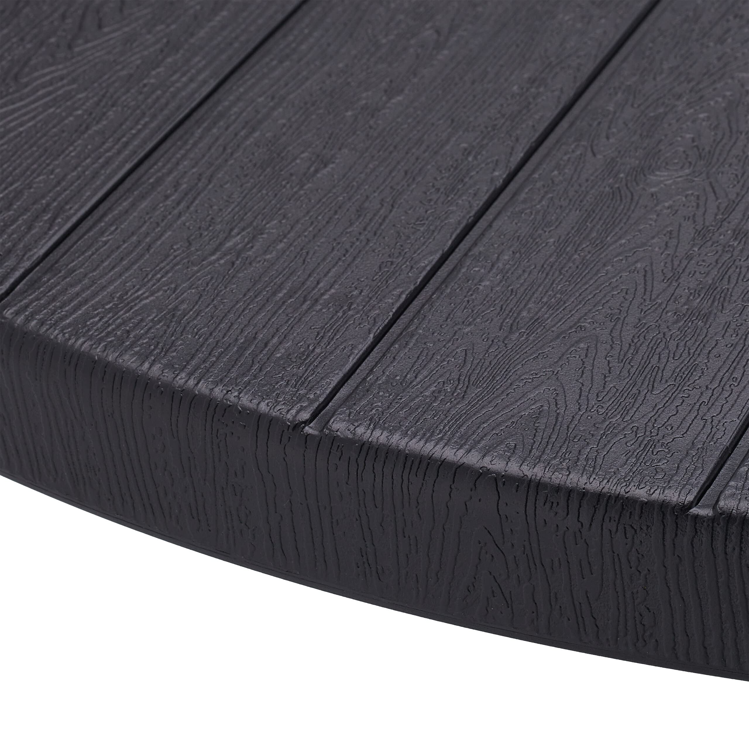 Relaxdays Mesa Jardín, 75 x 80 cm Ø, Mesita Balcón Efecto Madera, Plástico y Metal, Mesilla Terraza Redonda, Negro