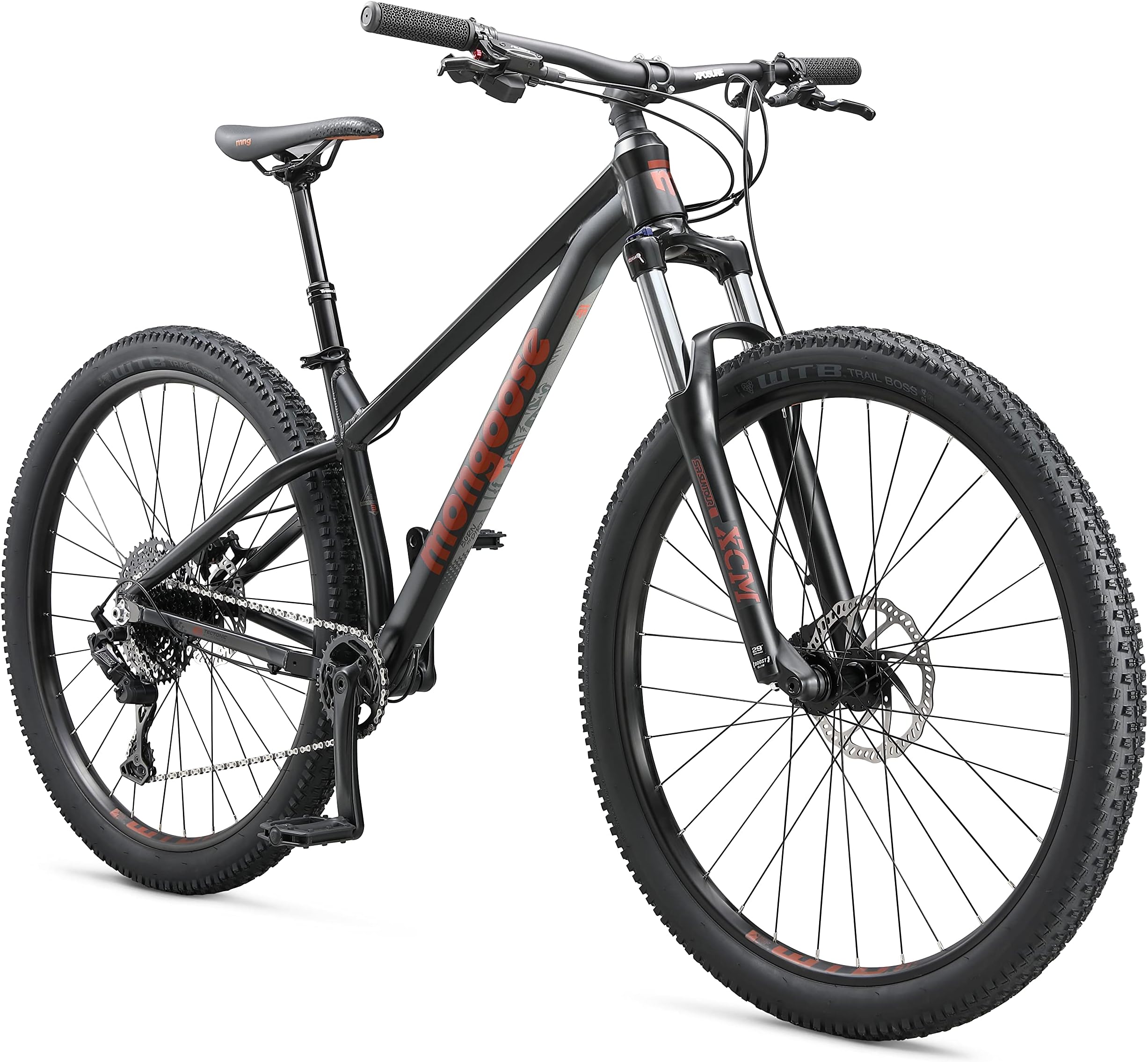 Mongoose Switchback Mountain Bike for Men and Women, 8 to 10-Speed Drivetrain with Trigger Shifters, 27.5 to 29-Inch Wheels, 15.5 to 17.5-Inch Frame