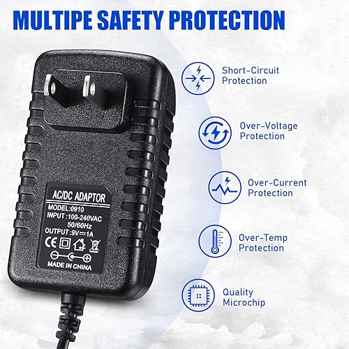 Miniatura 4 de TOBWOLF 2 adaptadores de fuente de alimentación de 9 V 1A, 9 W CA 100 V-240 V a CC 9 V 1 A, adaptador de conmutación universal 9 V 1 A, convertidor