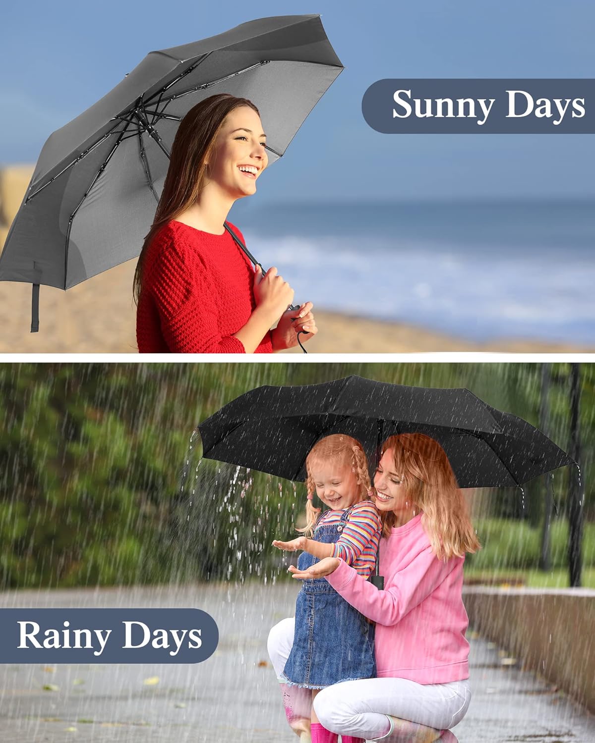 Reginary 6 Pack Umbrella Bulk Windproof Travel for Rain Automatic Open and Close Umbrella Collapsible Folding Rain Backpack Portable for Men Women - Image 6