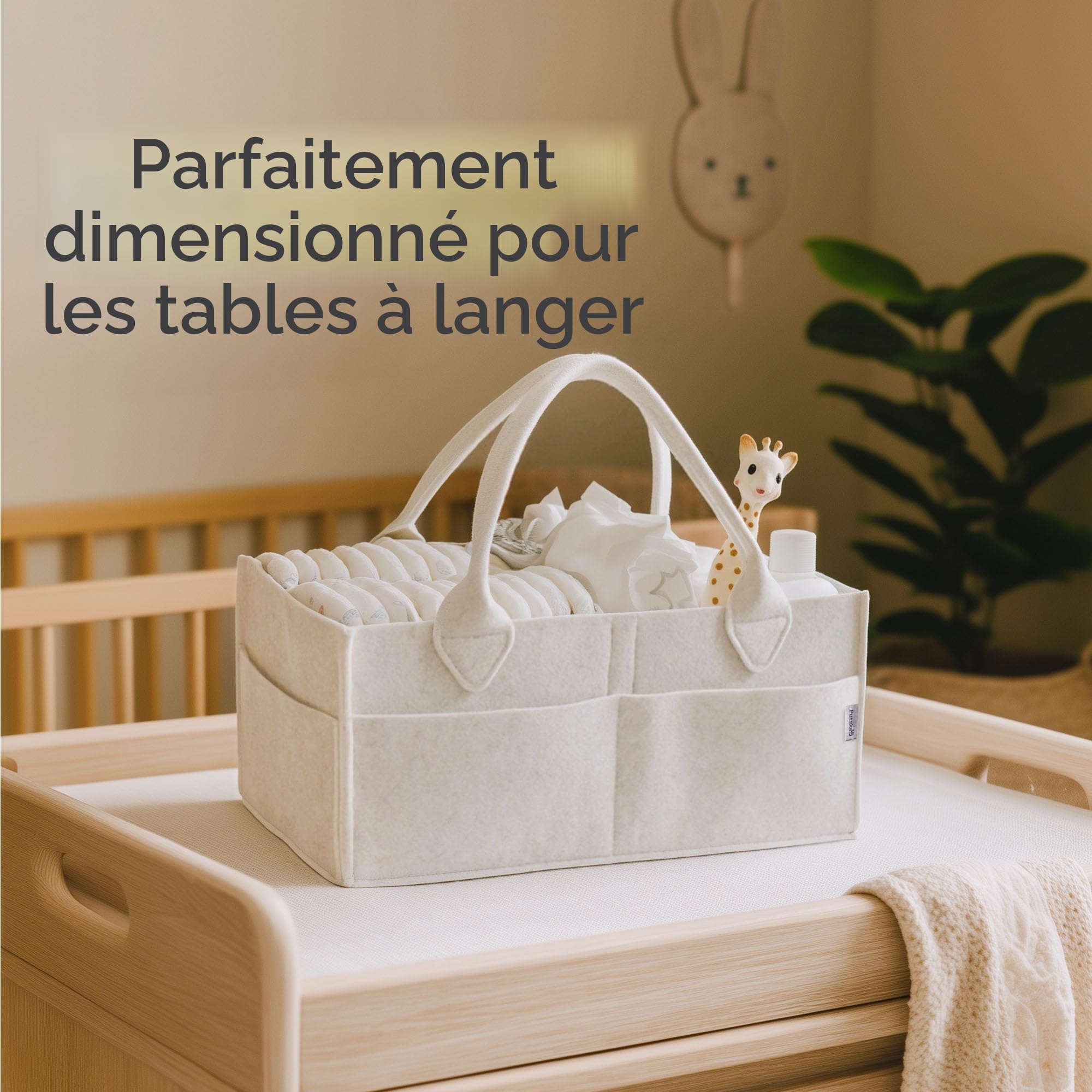 PUTSKA Organisateur Caddy à Couches Bébé Panier Rangement Table à Langer Blanc