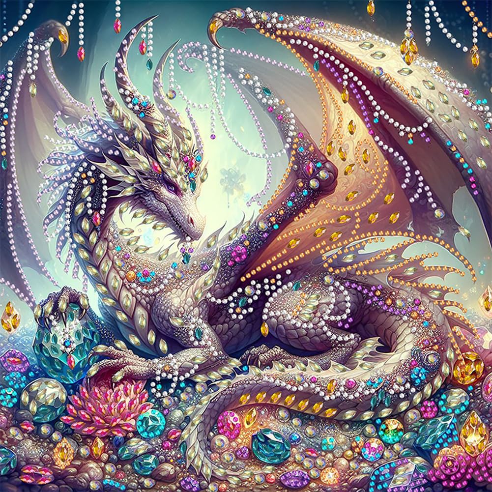 Fiorky 5D DIY Diamond Art Painting Kit Special Shape Diamond Painting by Number Kit for Kids Adults, DIY fortial Special Shaped Drill Diamond Painting Jewel Pteranodon 30x30cm