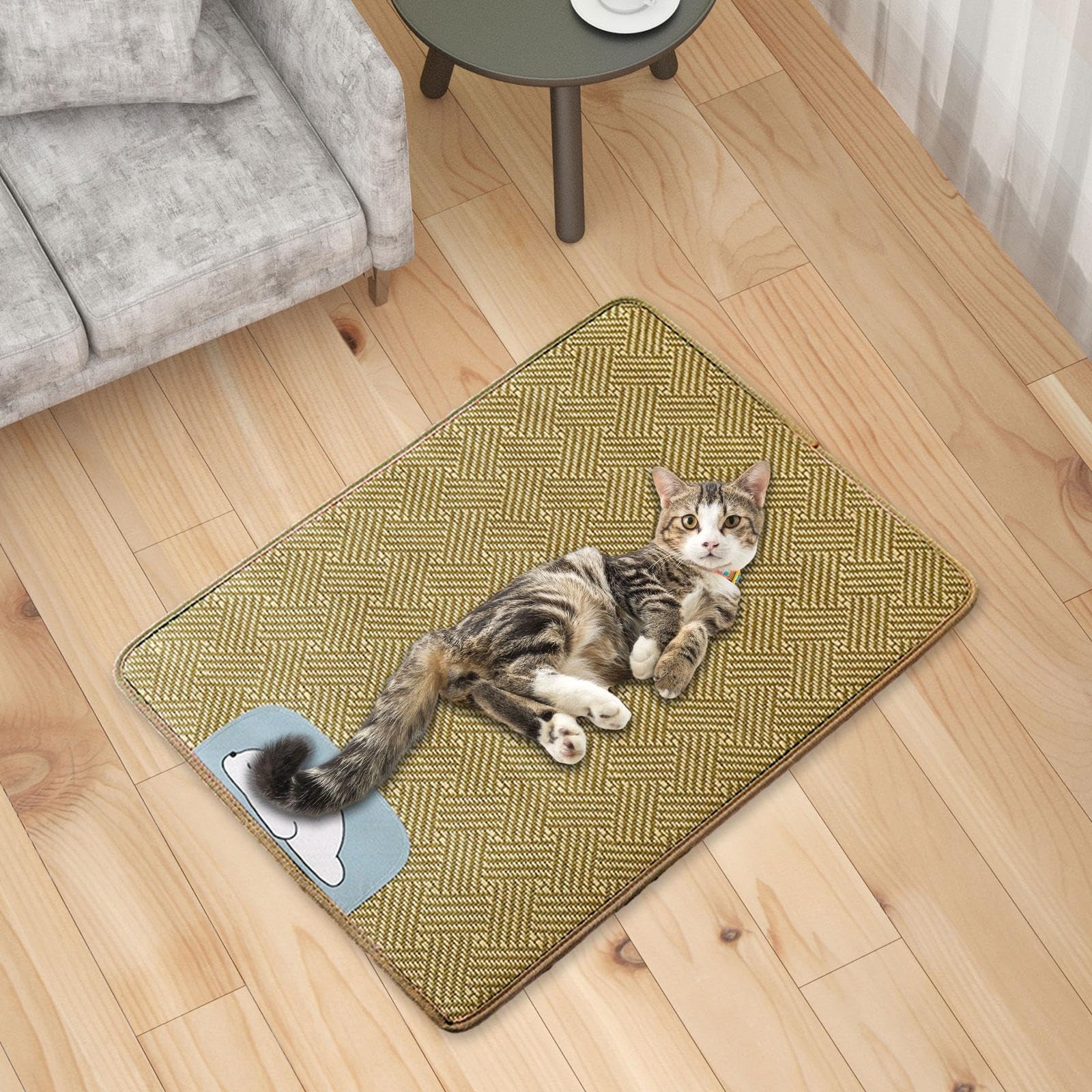Alfombrilla para Perros, Manta para Gatos, Artículos para Mascotas de Ratán Tejido, Cojín para Dormir, Alfombrilla para Dormir, a