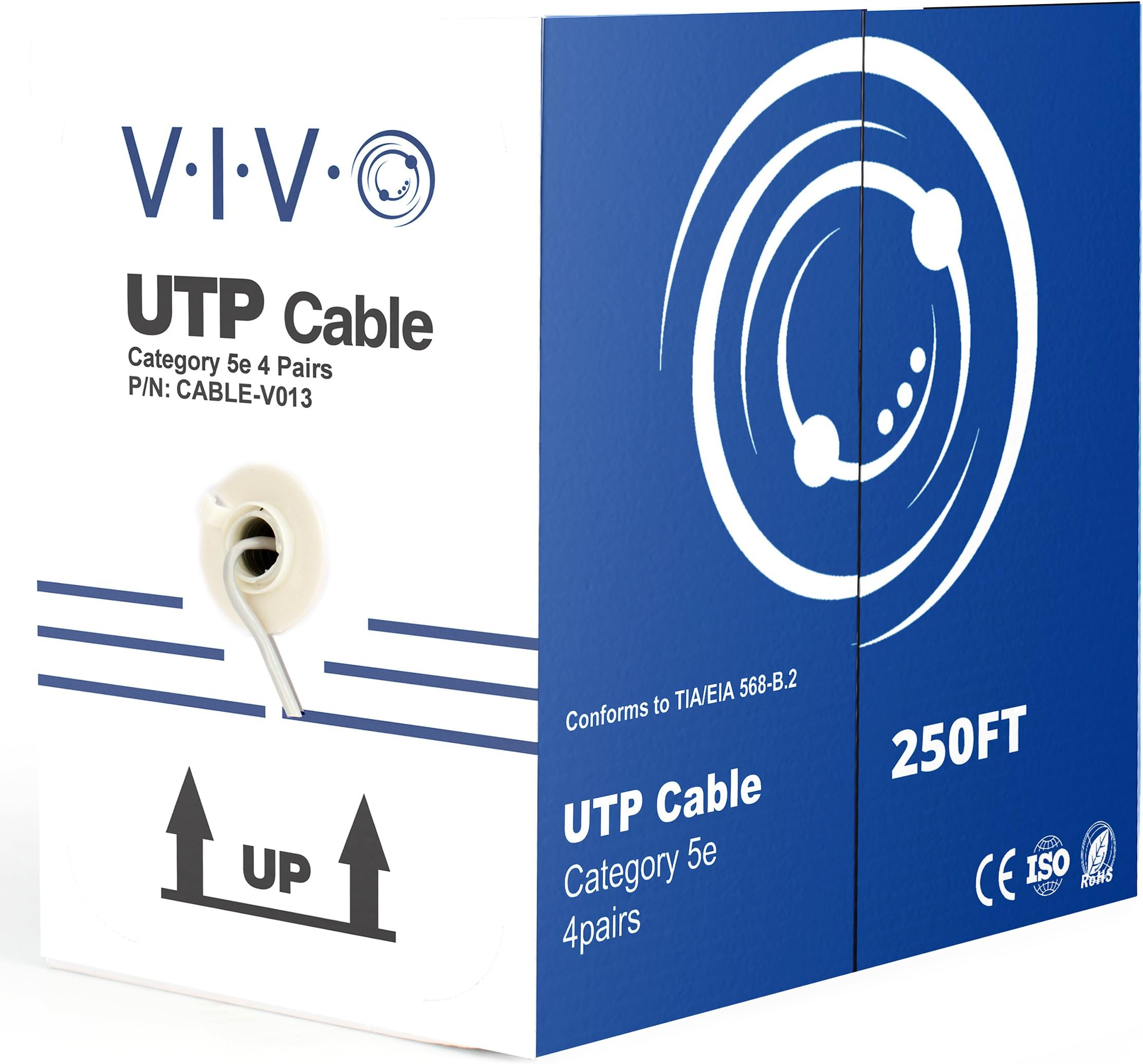 VIVO New 250 ft bulk Cat5e LAN Ethernet Cable/Wire UTP Pull Box 250ft Cat-5e Grey ~ (CABLE-V013)