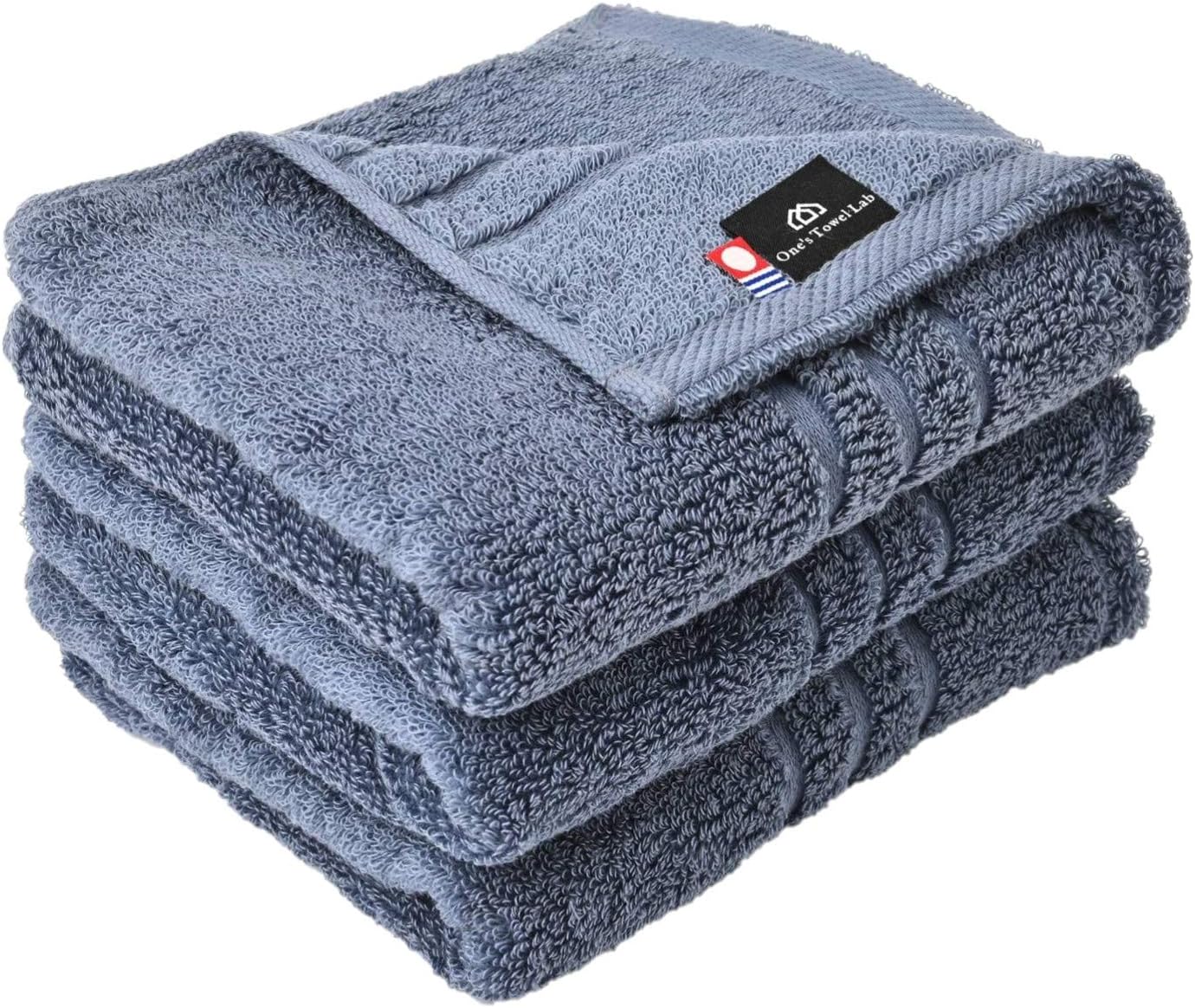 Amazon One S Towel Lab 今治タオル 認定 フェイスタオル 3枚セット 日本製 ホテル仕様 甘撚り 高級綿 綿100 スモークネイビー フェイスタオル ホーム キッチン オンライン通販
